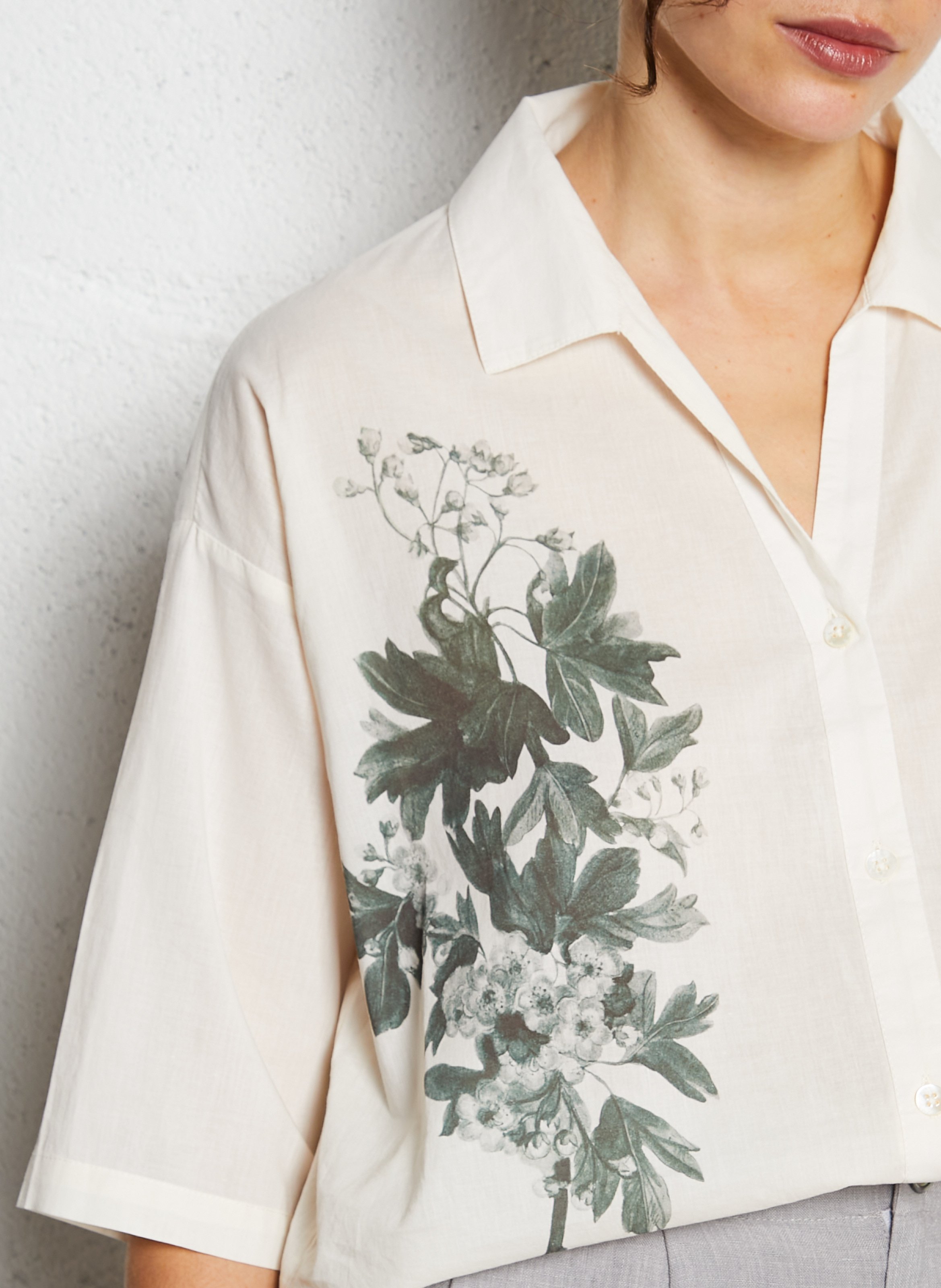 Chemise imprimée en coton NICE THINGS Beige