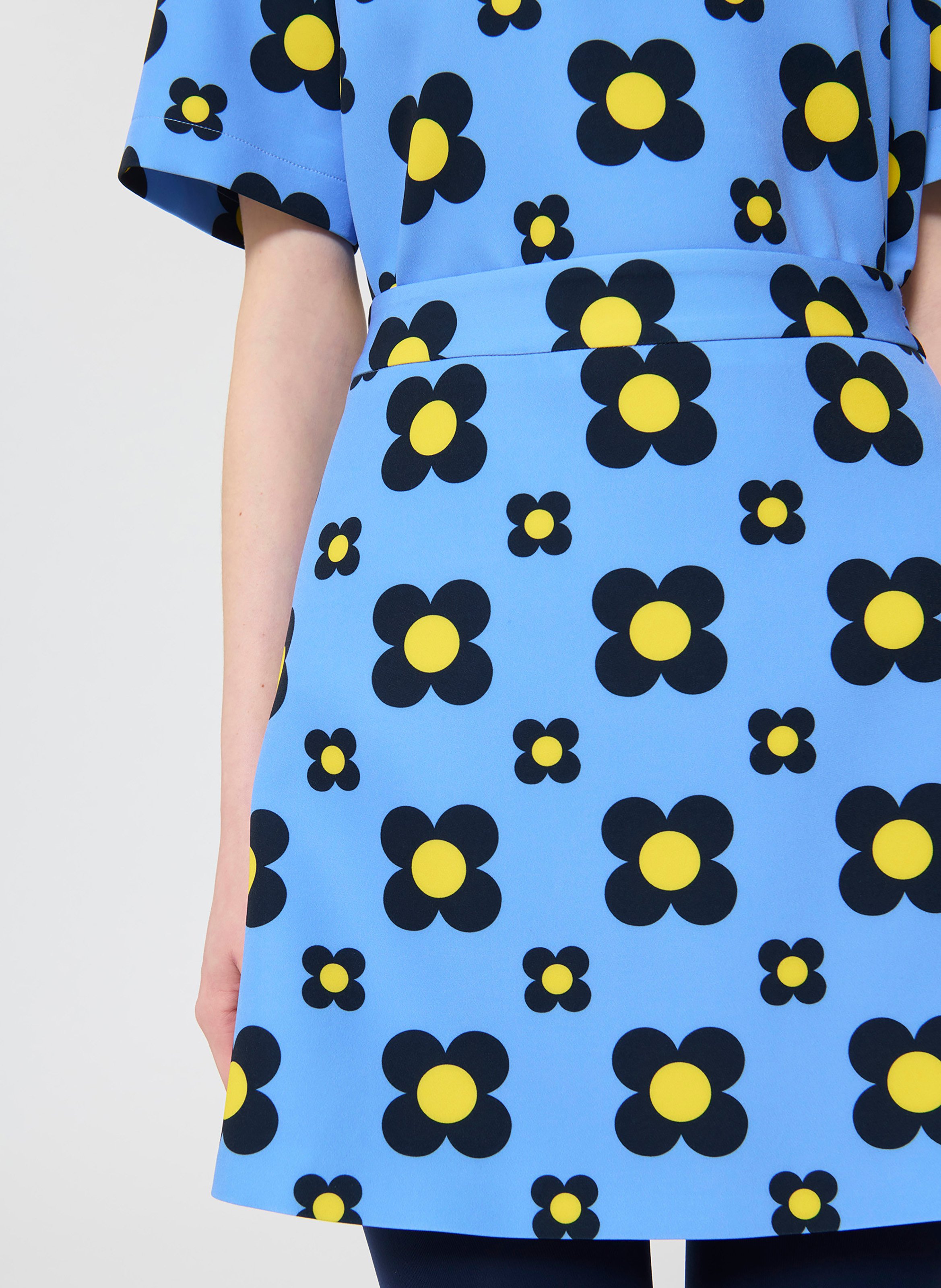 Short printed dress with classic collar TARA JARMON Blue