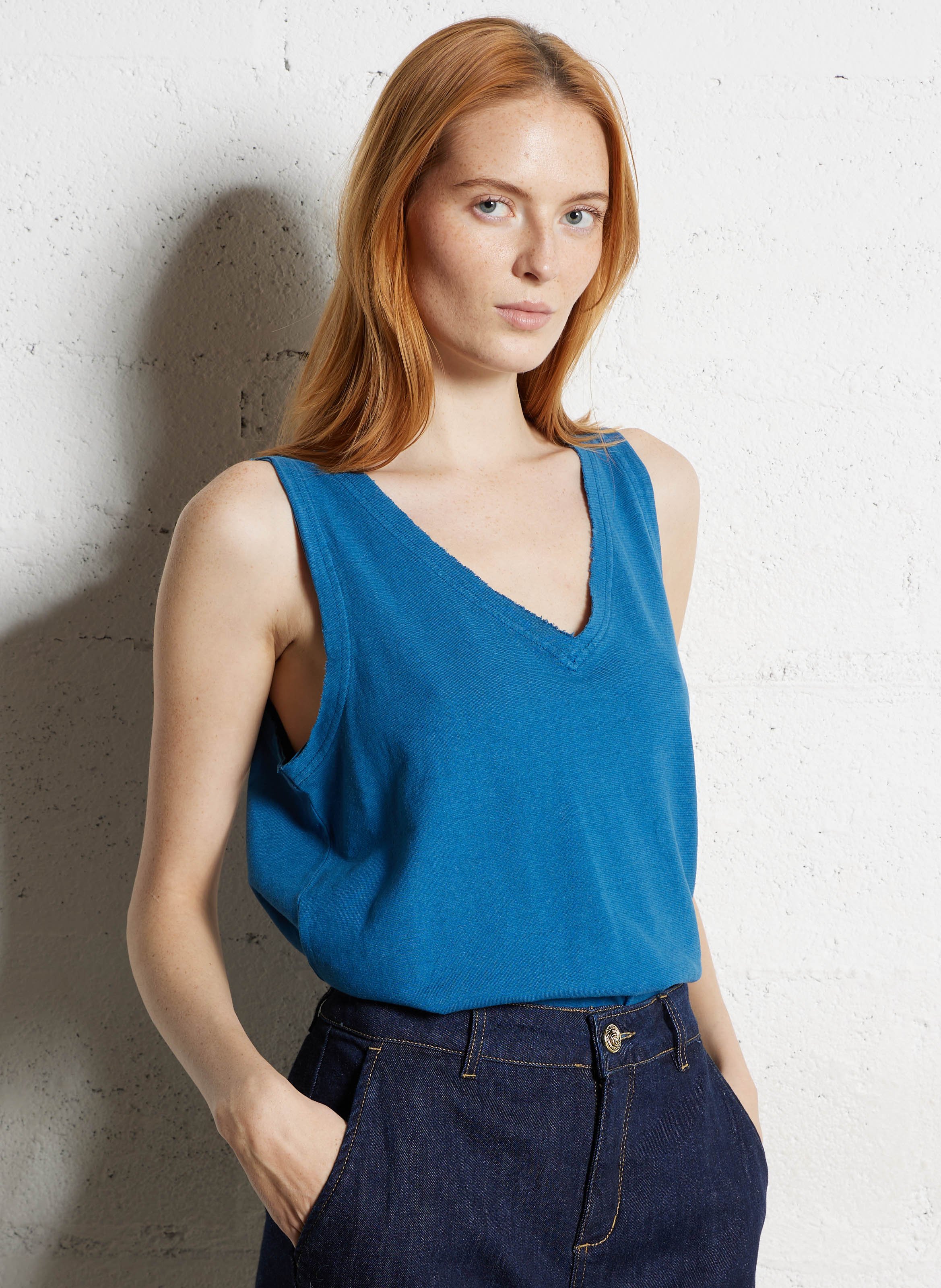 Sleeveless V-neck top MAISON 123 Blue
