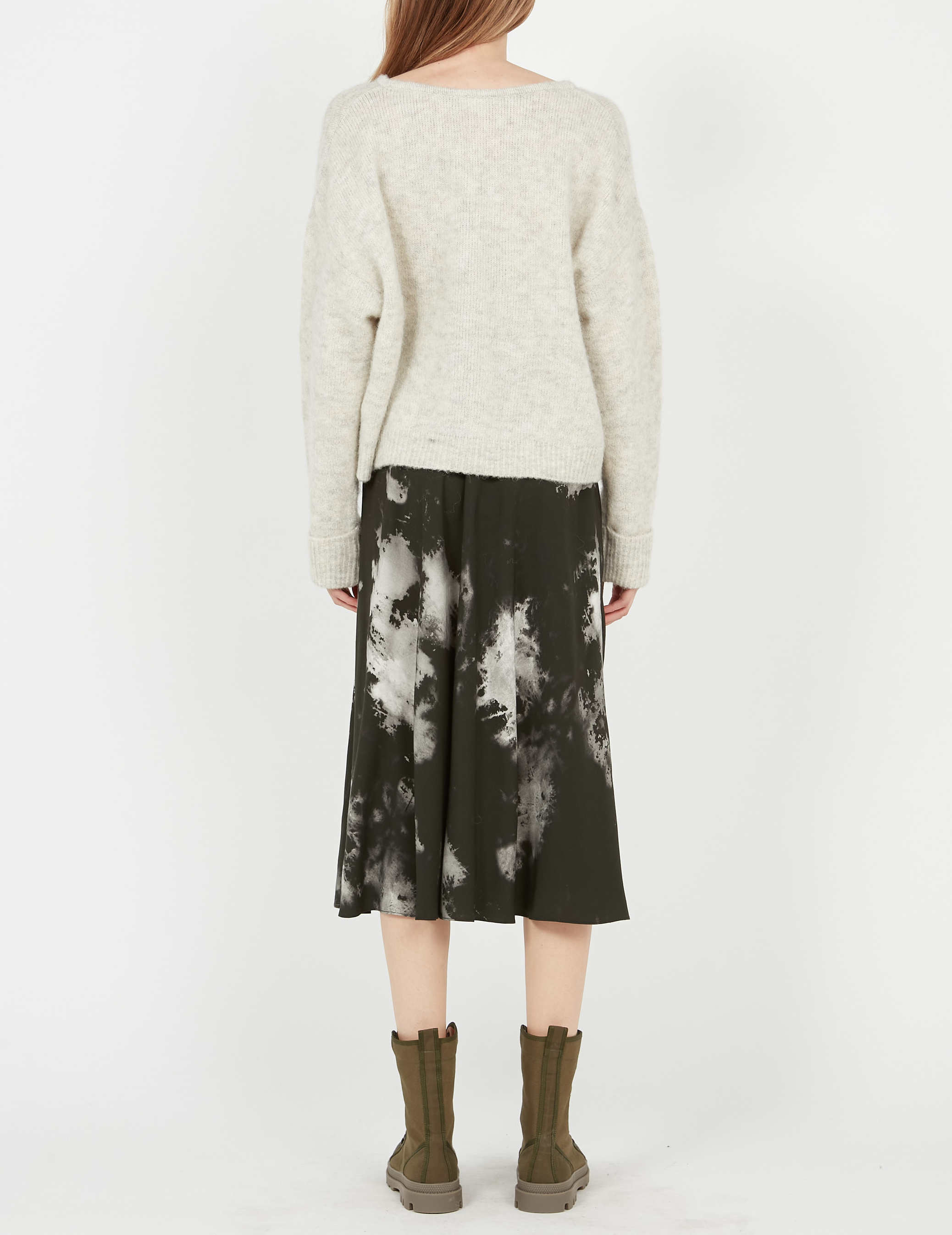 Pull col V en alpaga mélangé AMERICAN VINTAGE Beige