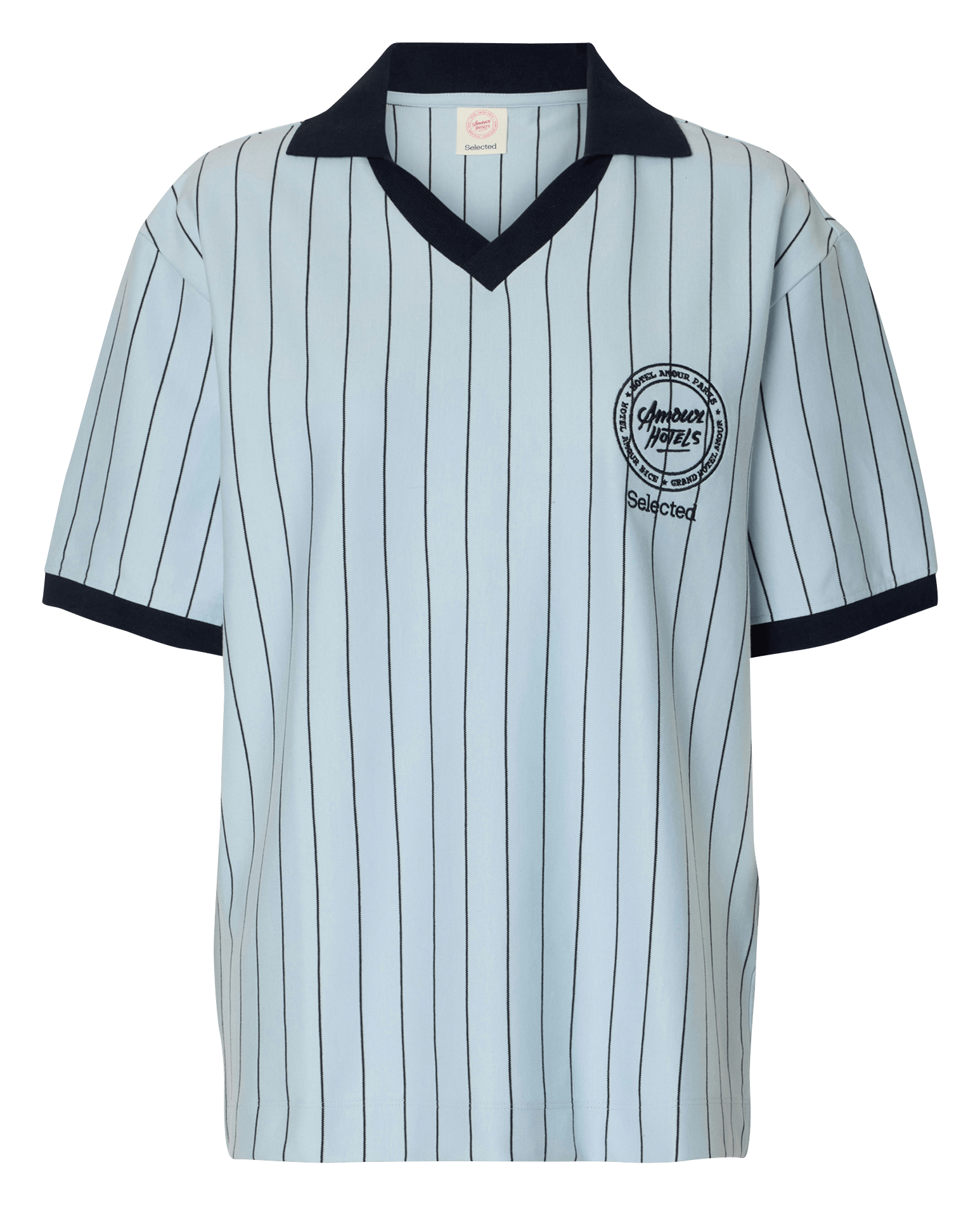 Organic cotton striped polo SELECTED Blue