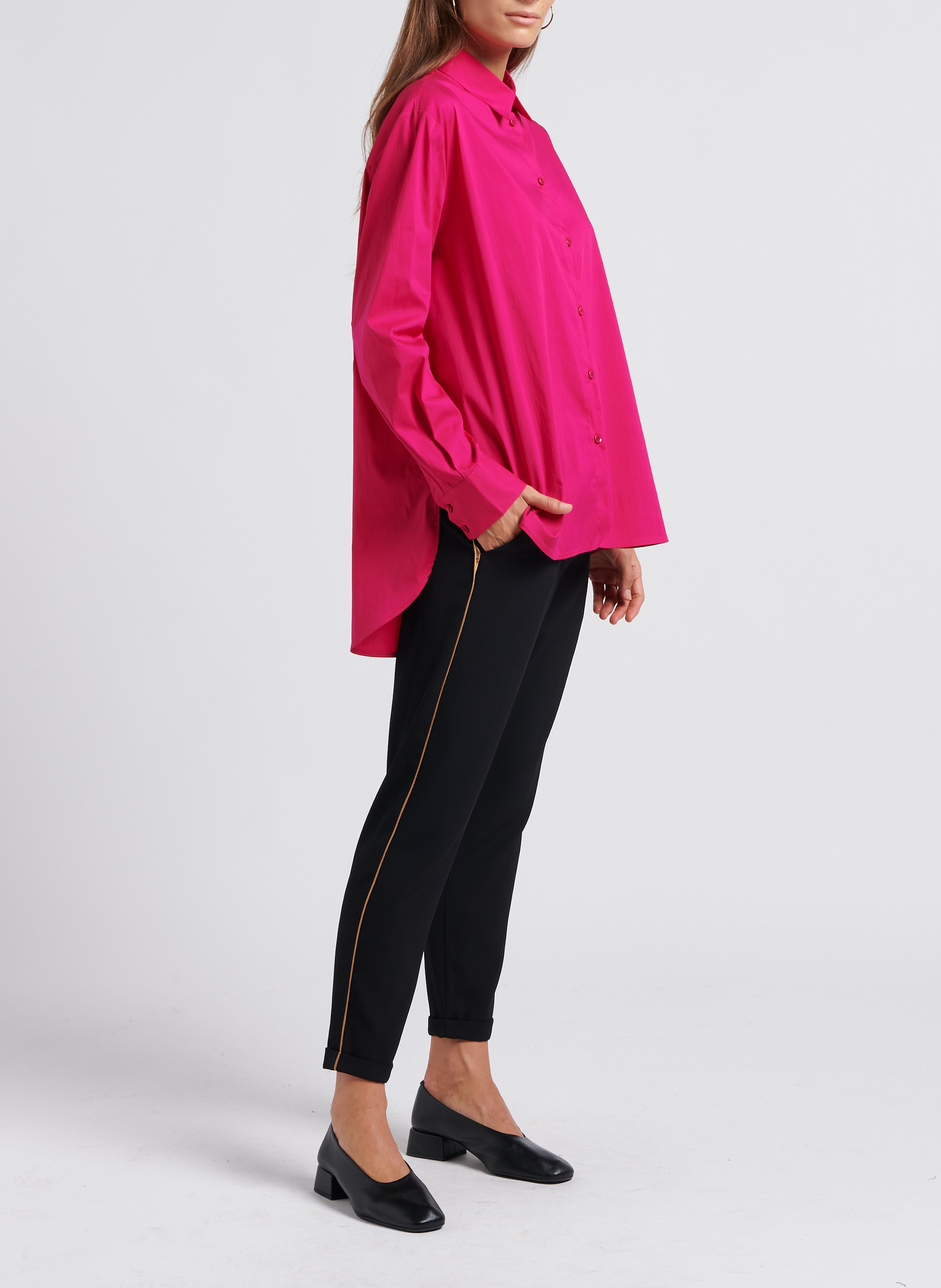 Asymmetric cotton-blend shirt with classic collar IMPERIAL Pink