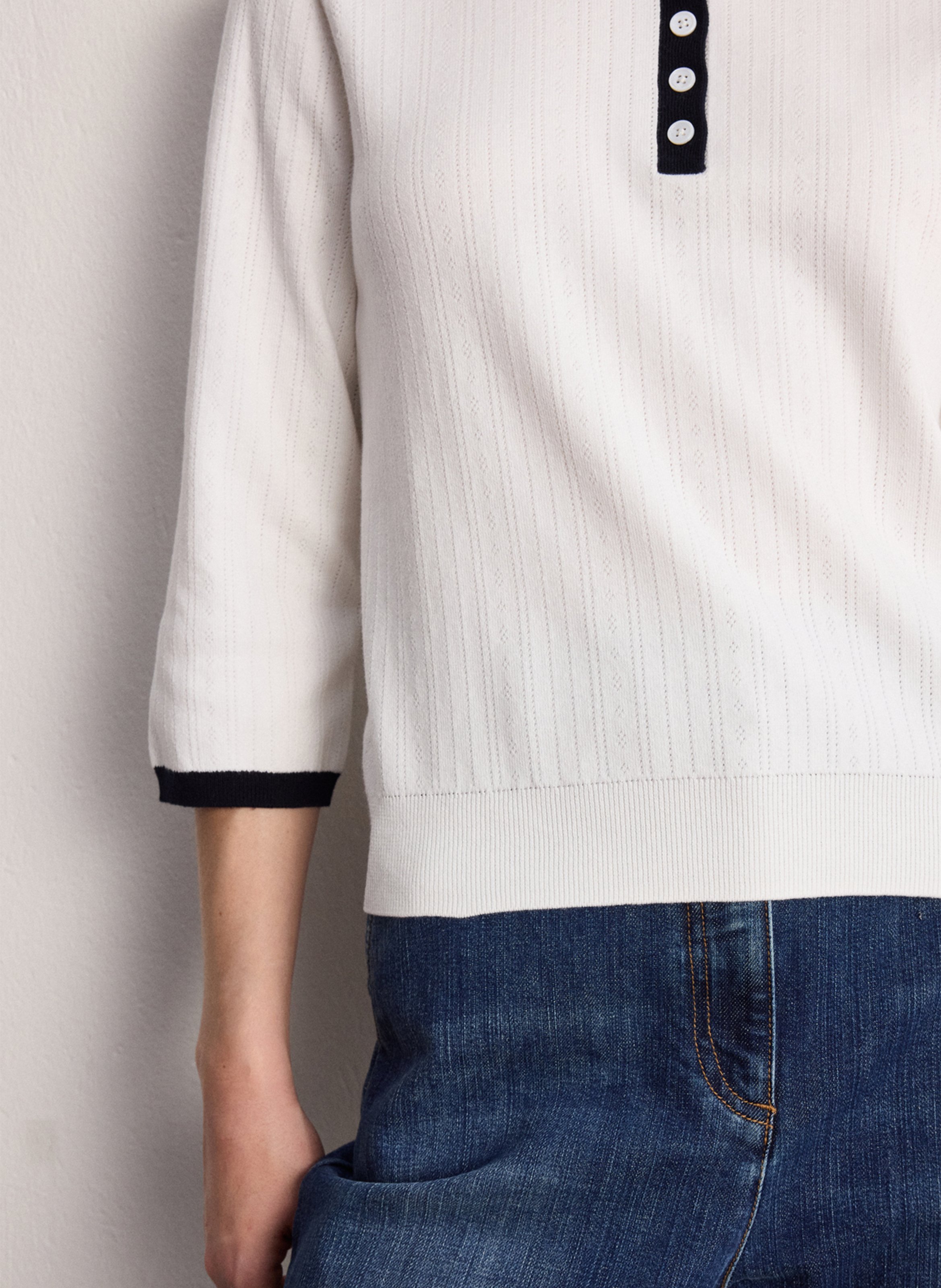 Tee-shirt droit col rond en coton PABLO Blanc