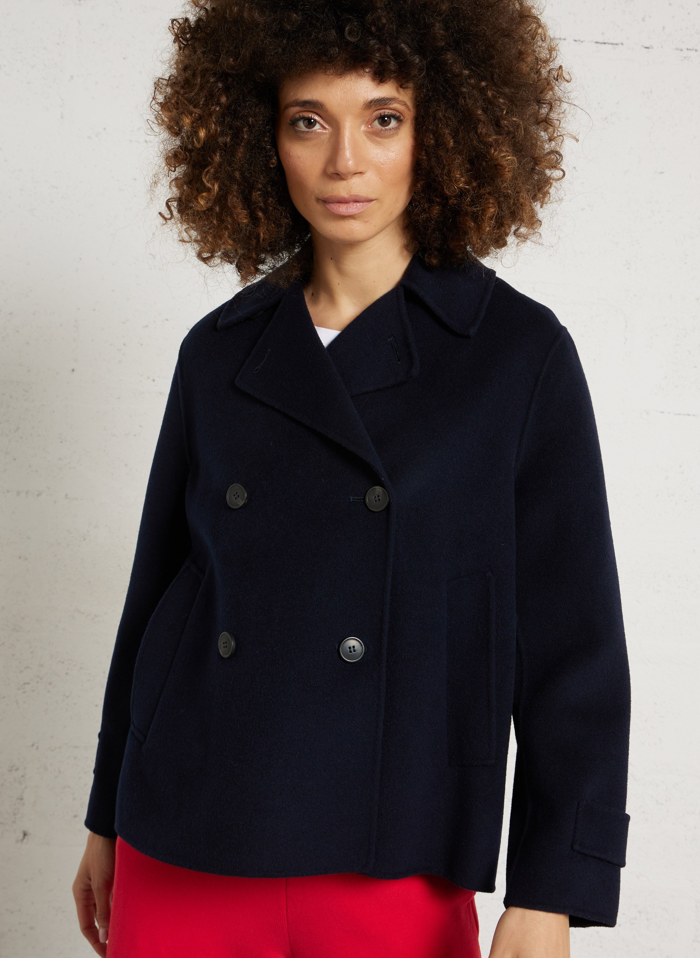 Jas met knoopsluiting van gemengde wol MAX MARA WEEK END Blauw