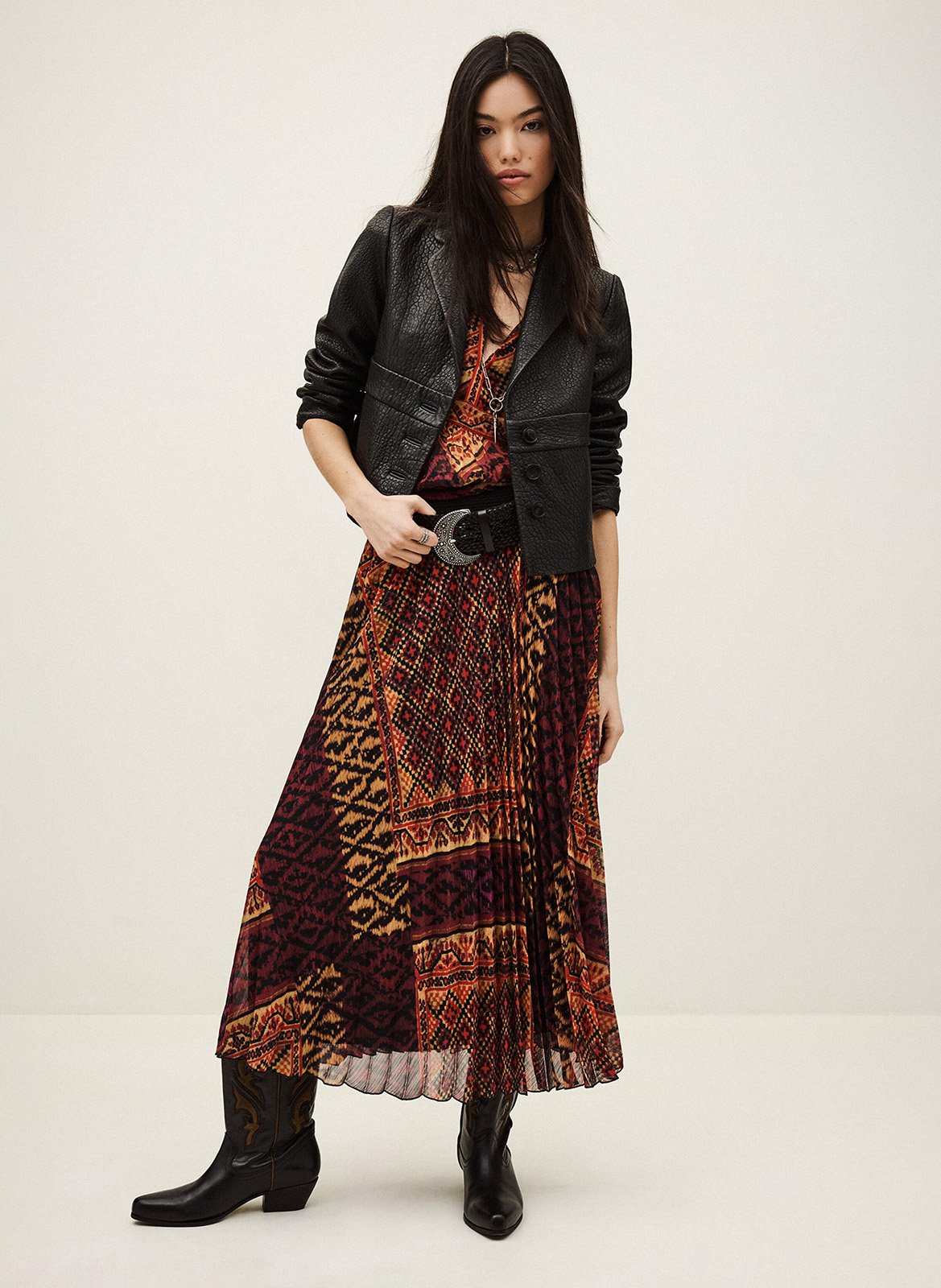 Jupe longue plissée BA&SH Rouge