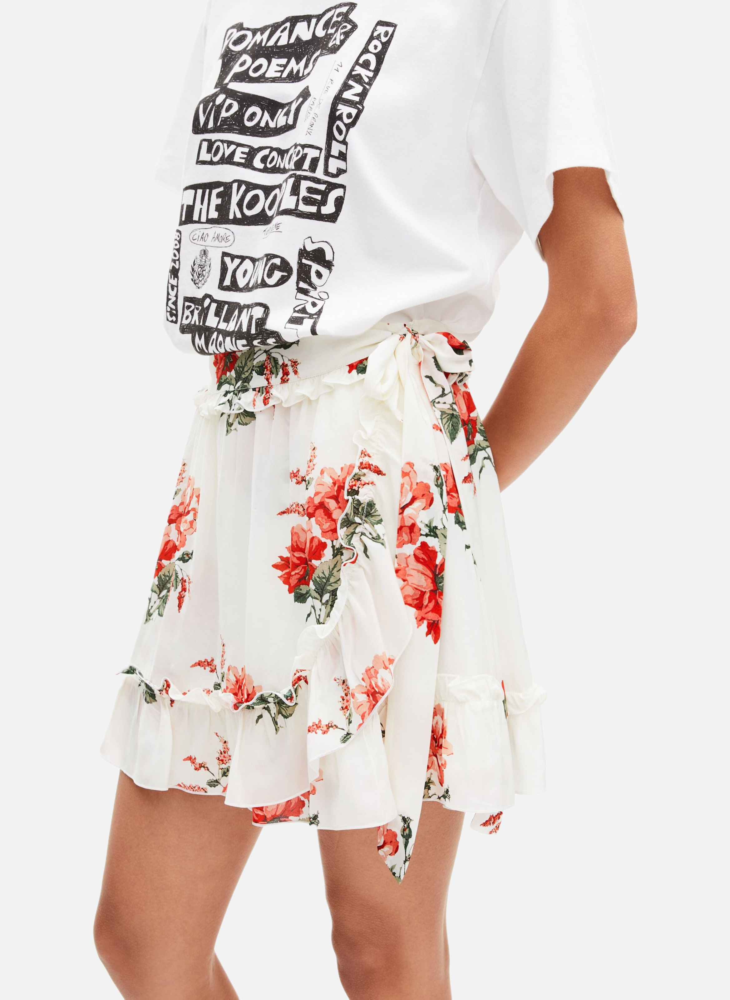 Floral print wrap mini skirt THE KOOPLES White