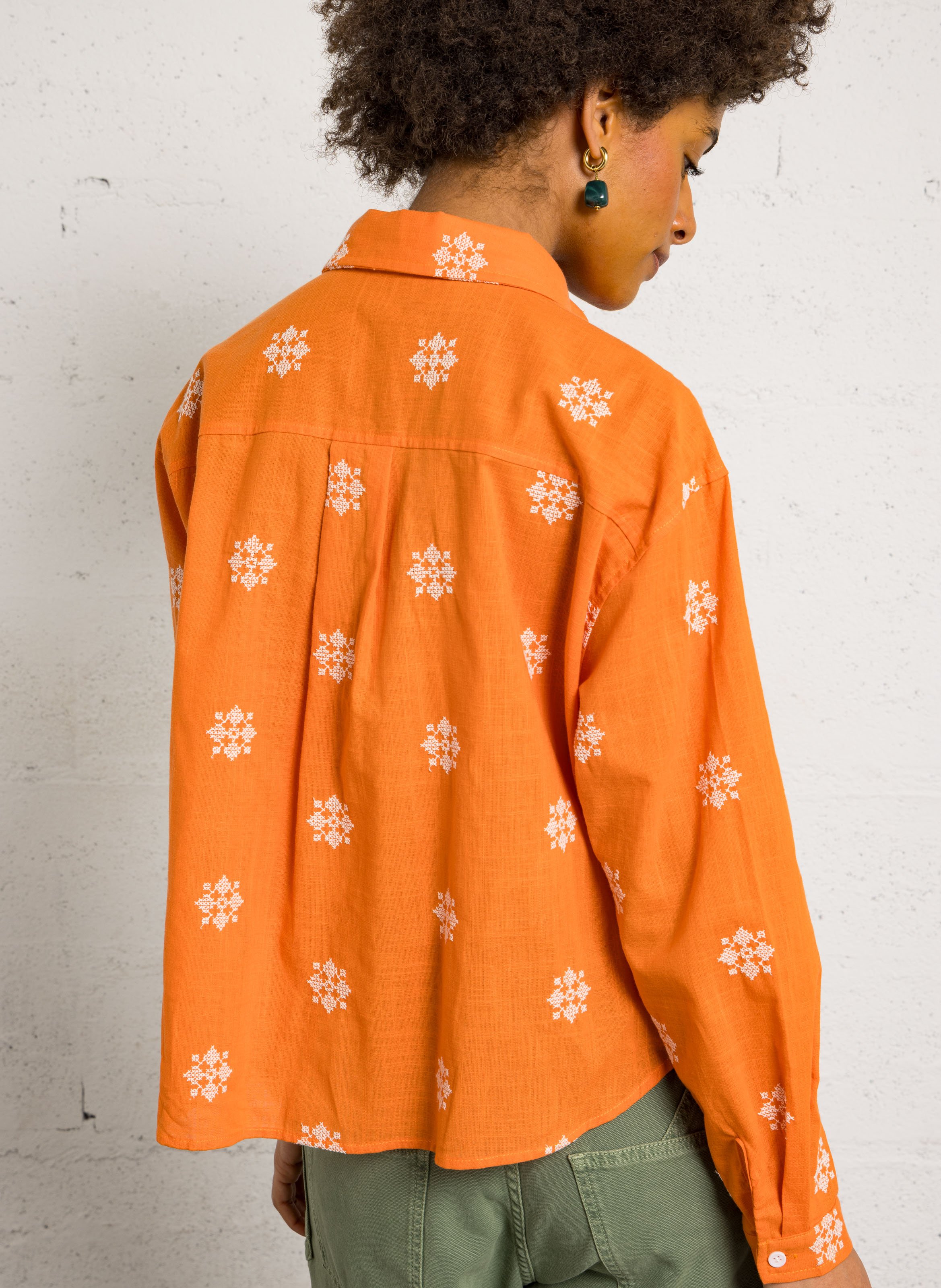 Chemise ample col classique brodée THE KORNER Orange