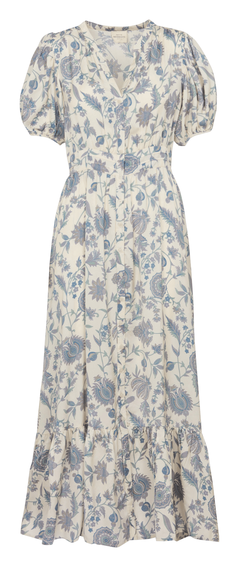 Robe longue fluide col V imprimée PETITE MENDIGOTE Beige