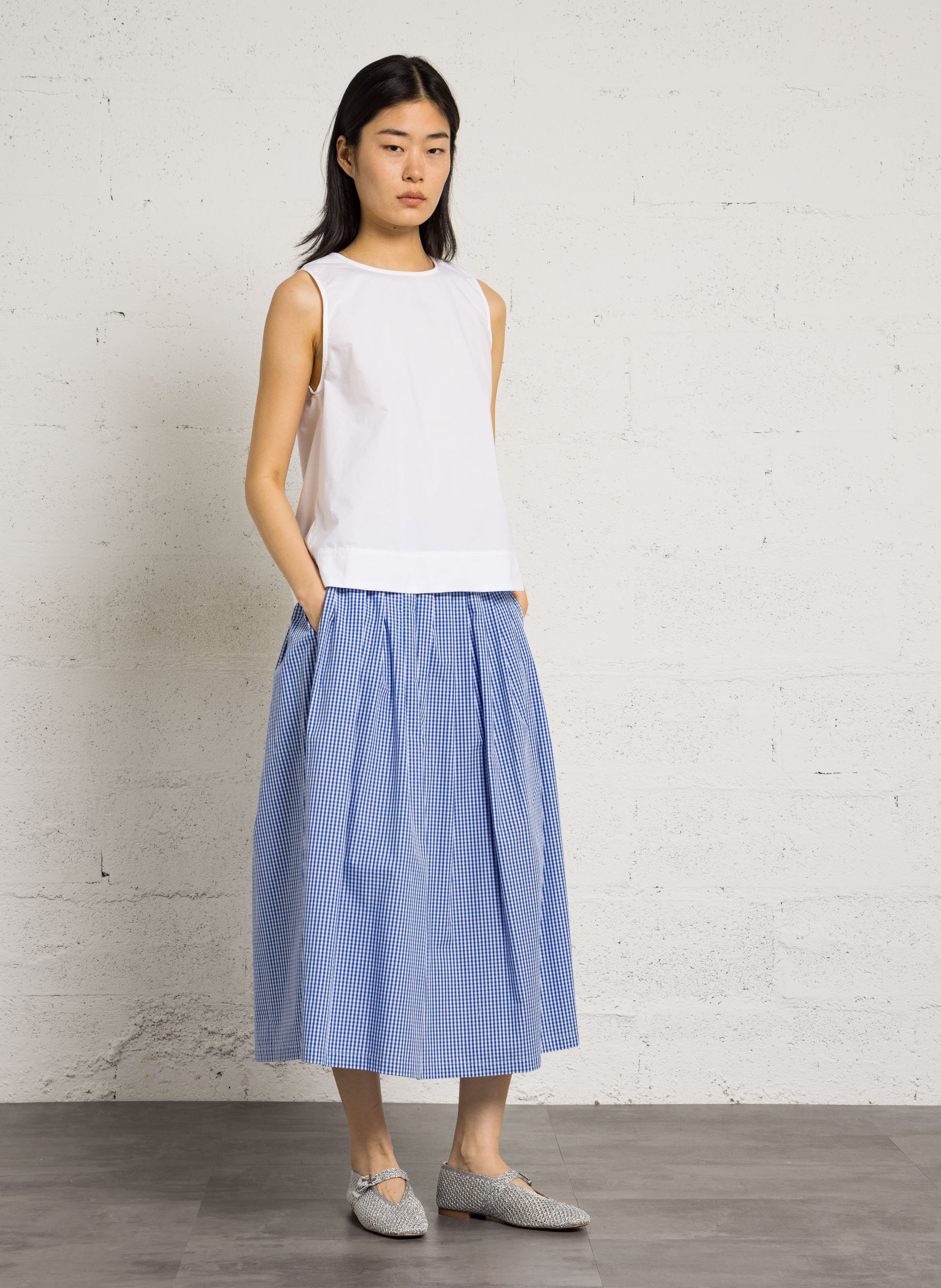 Loose-fit round-neck organic cotton top RUE DE TOKYO White