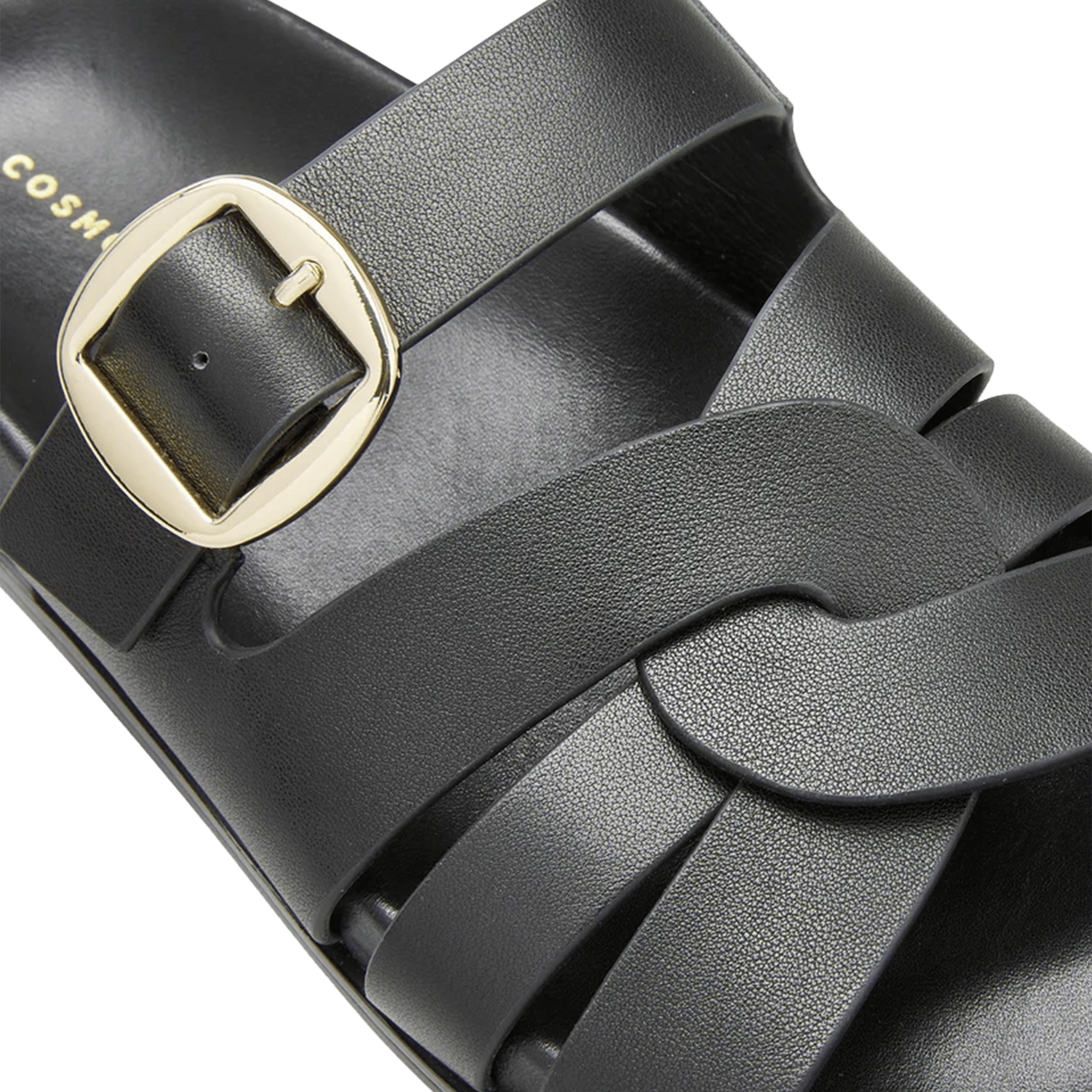 Flat leather cross-strap sandals COSMOPARIS Black