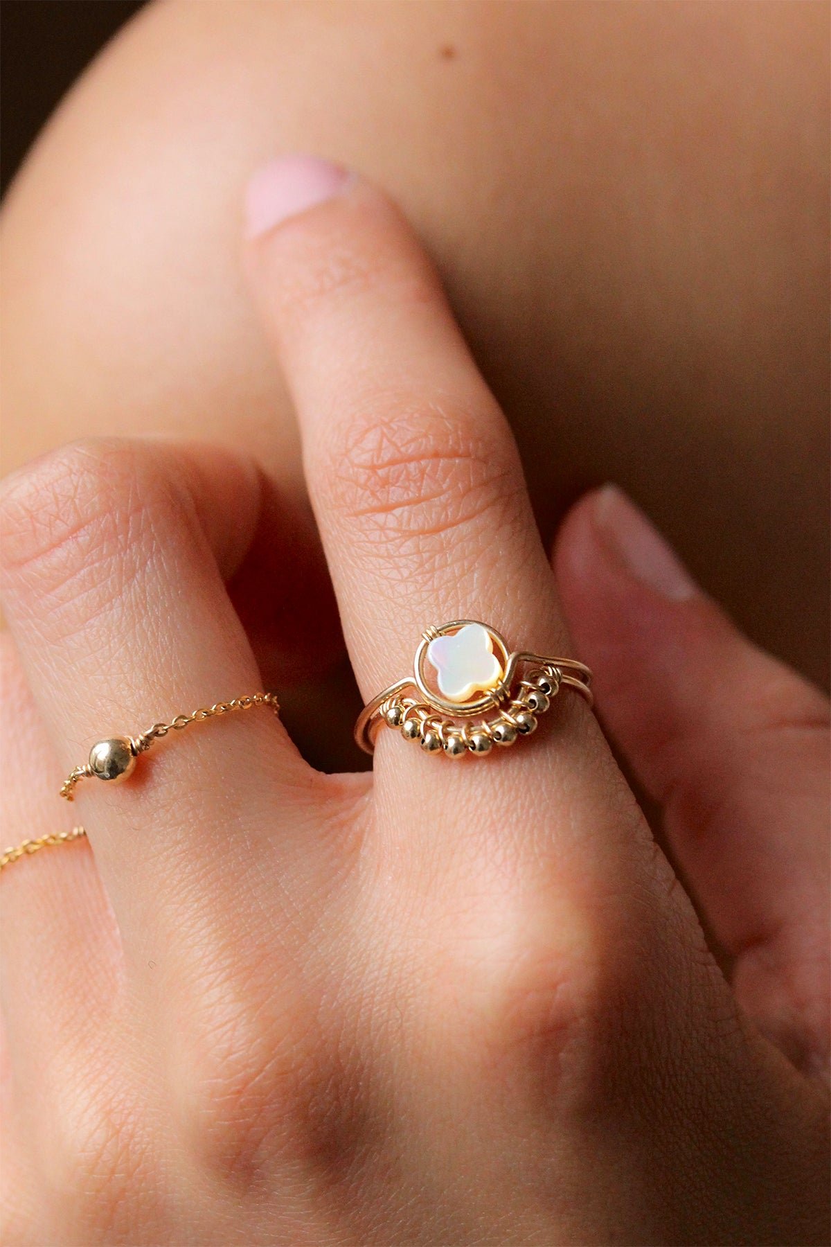 Bague étoile - nacre YAY Blanc