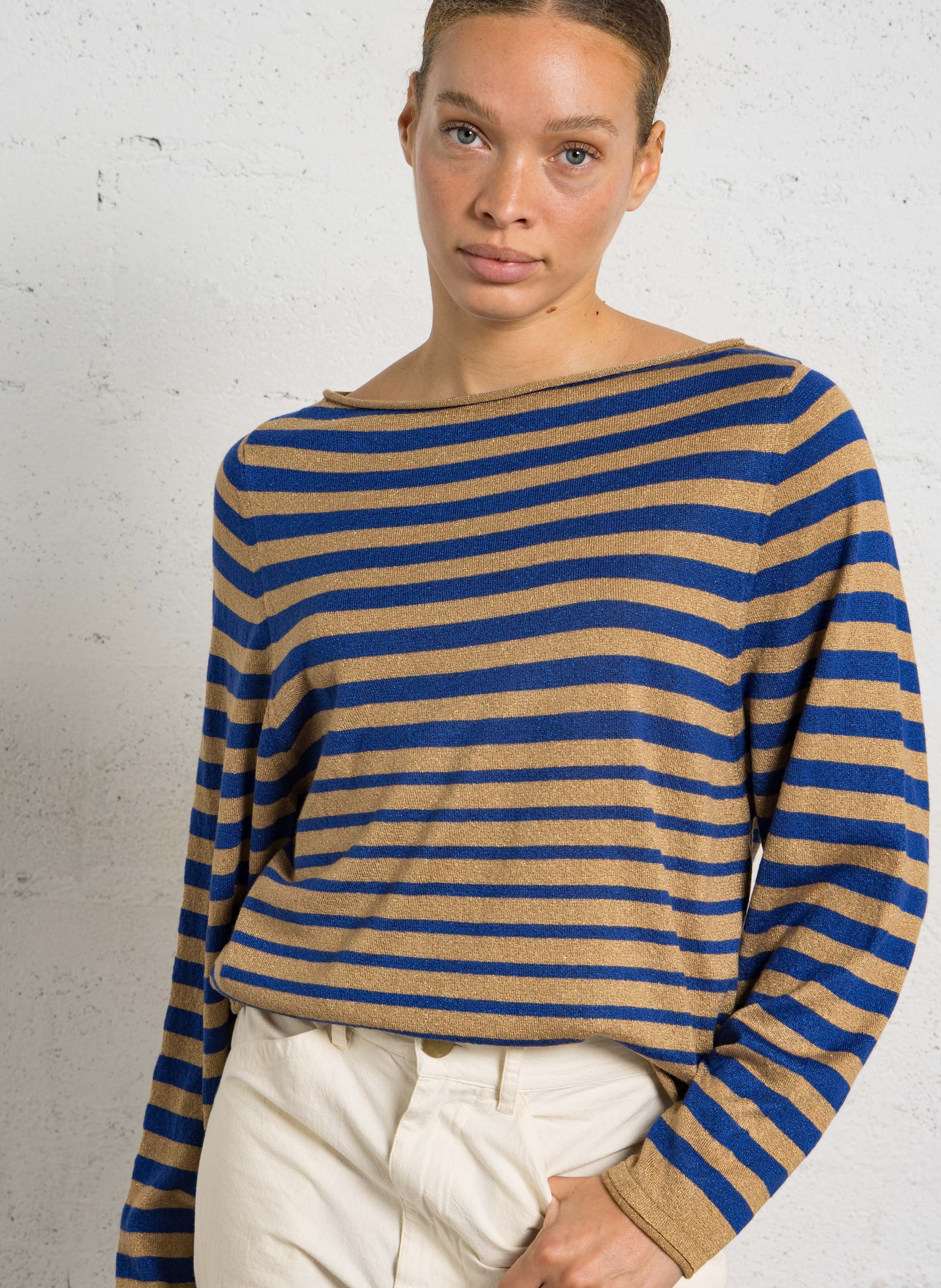 Pull droit à rayures LEON & HARPER Bleu