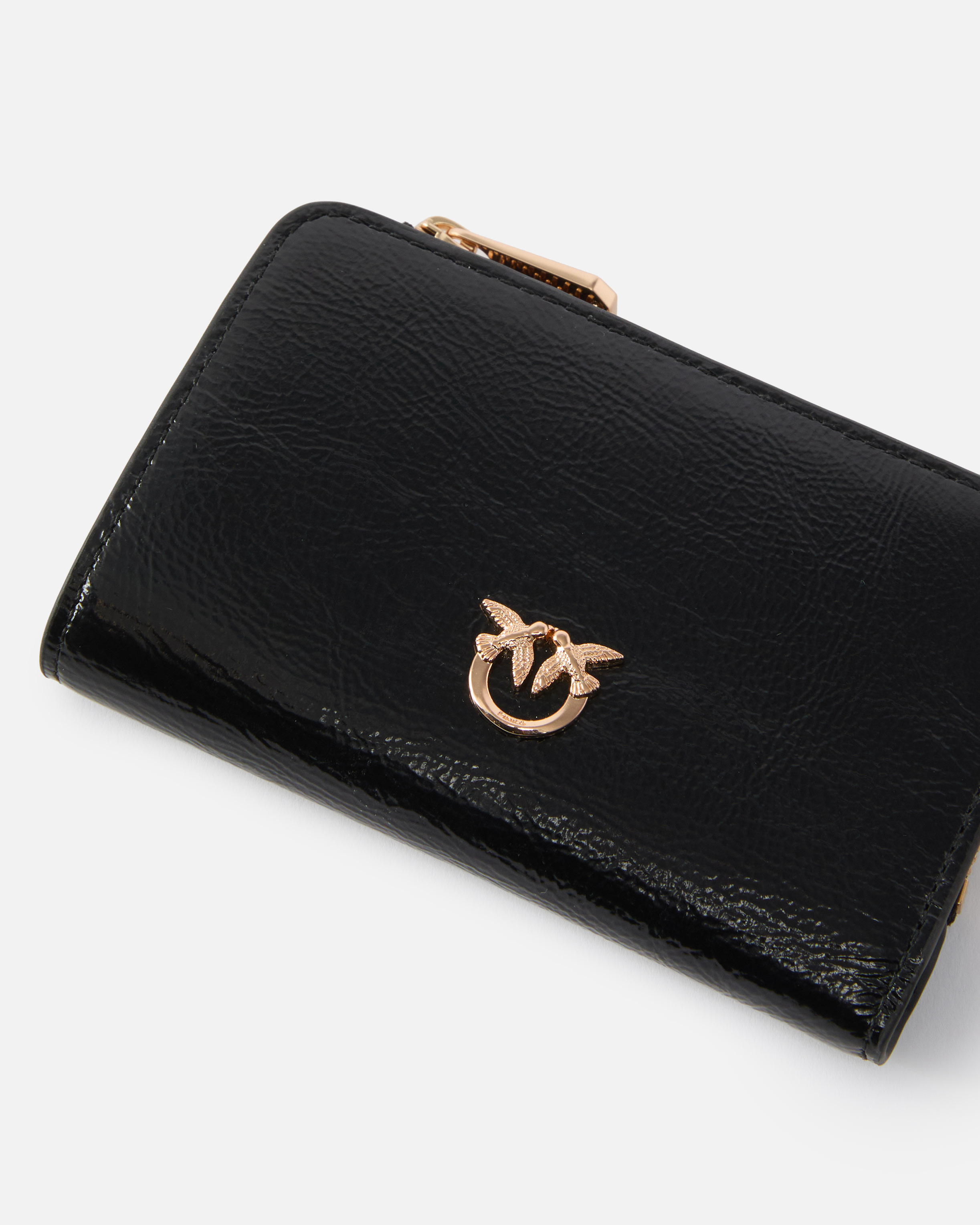 Small shiny leather wallet with love birds PINKO Multicolored