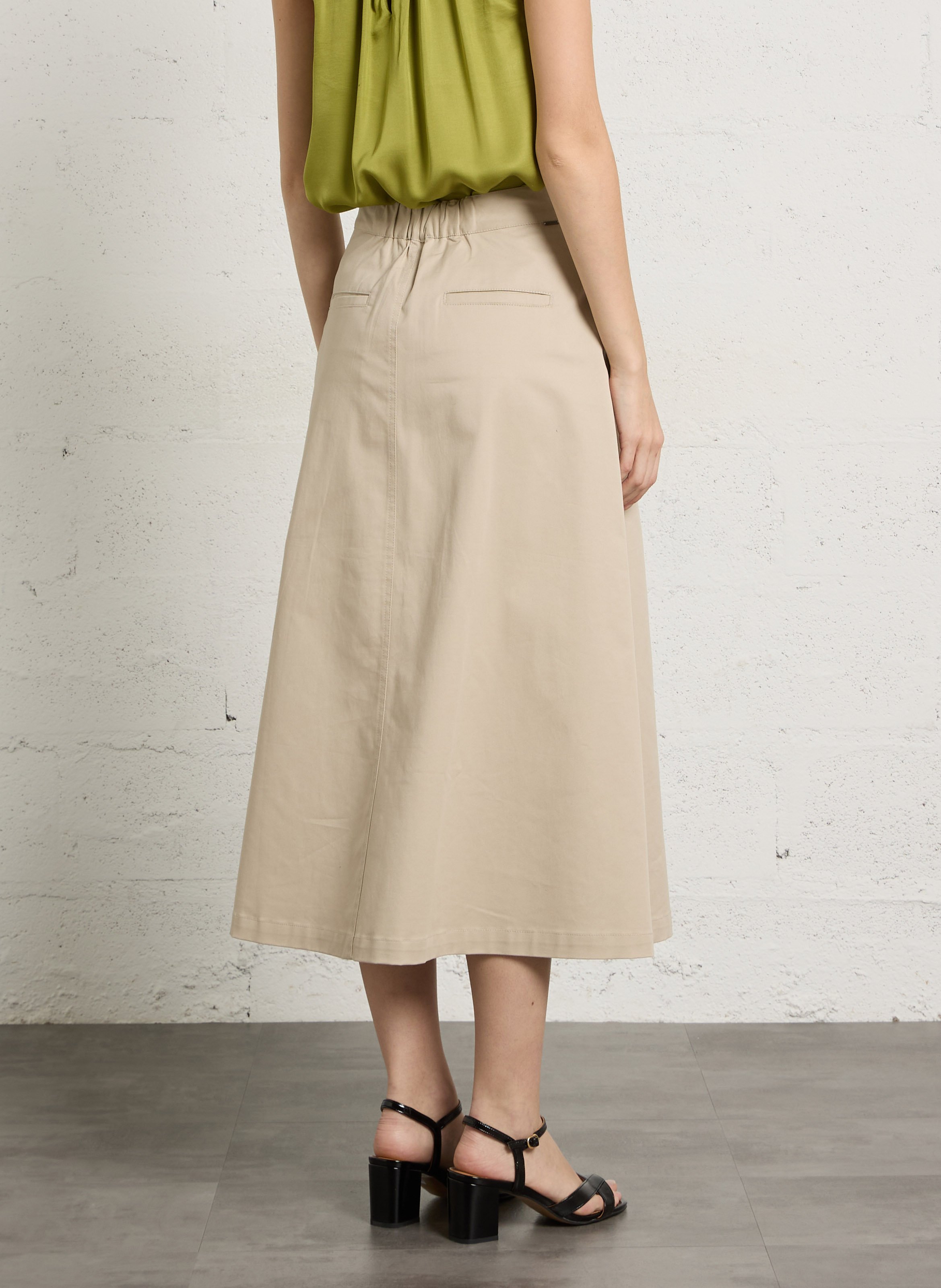 Pleated A-line midi skirt IKKS Beige