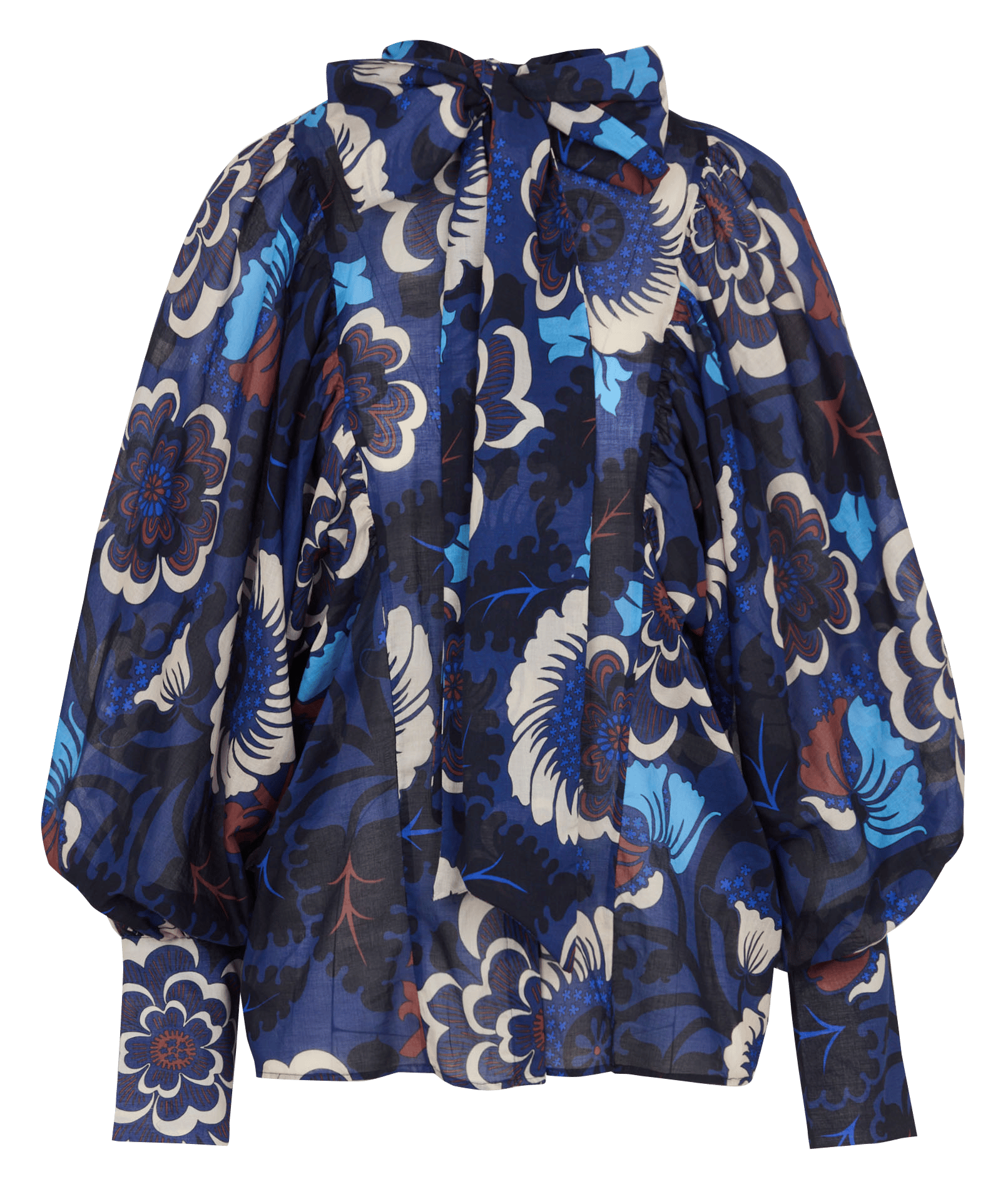 Blouse met bloemenprint ronde hals THE LABEL EDITION Blauw