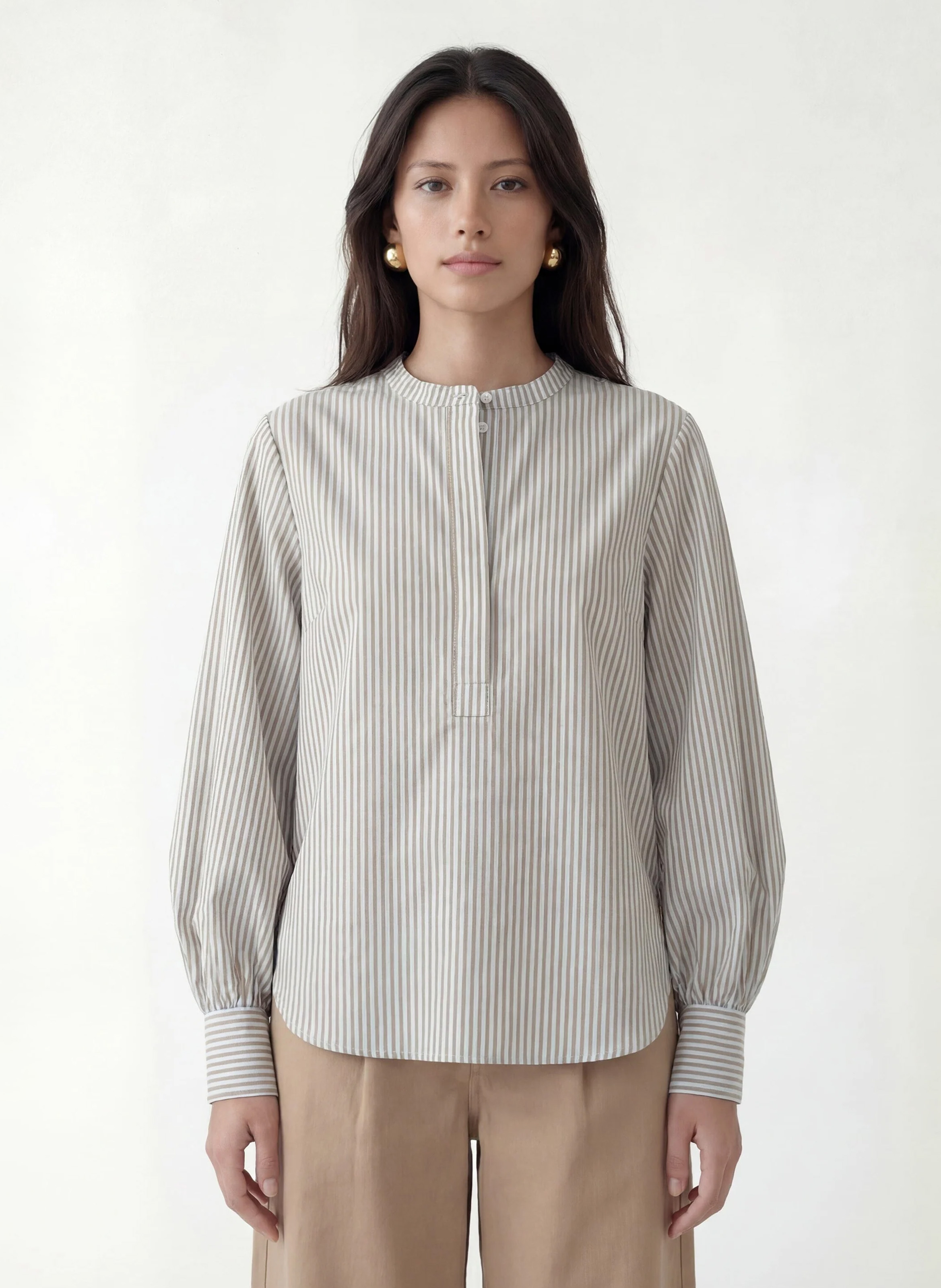 Blusa oversize a girocollo in cotone a righe KOOKAI Blu