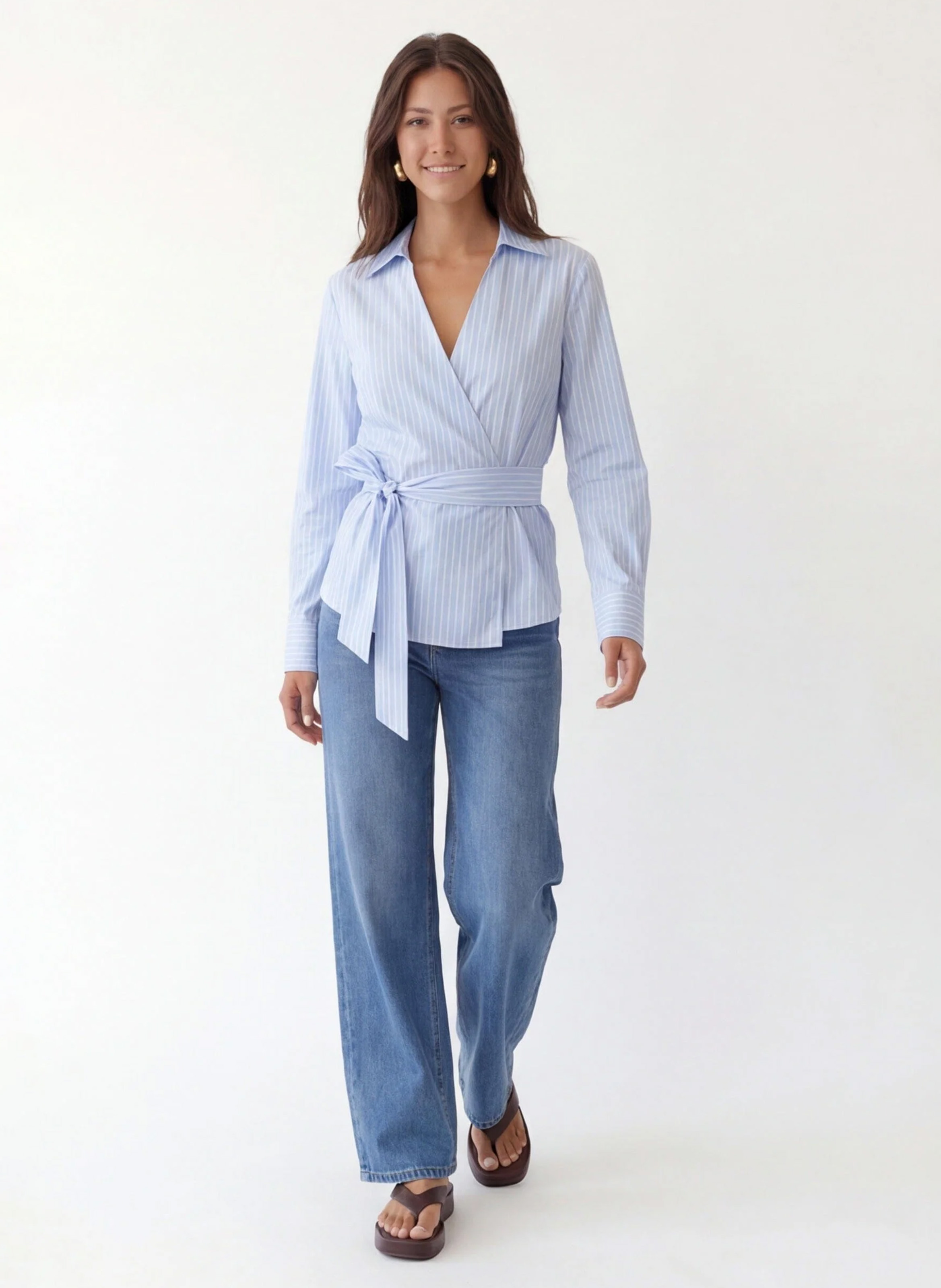 Bluse aus Baumwoll-Mix mit klassischem Kragen KOOKAI Blau
