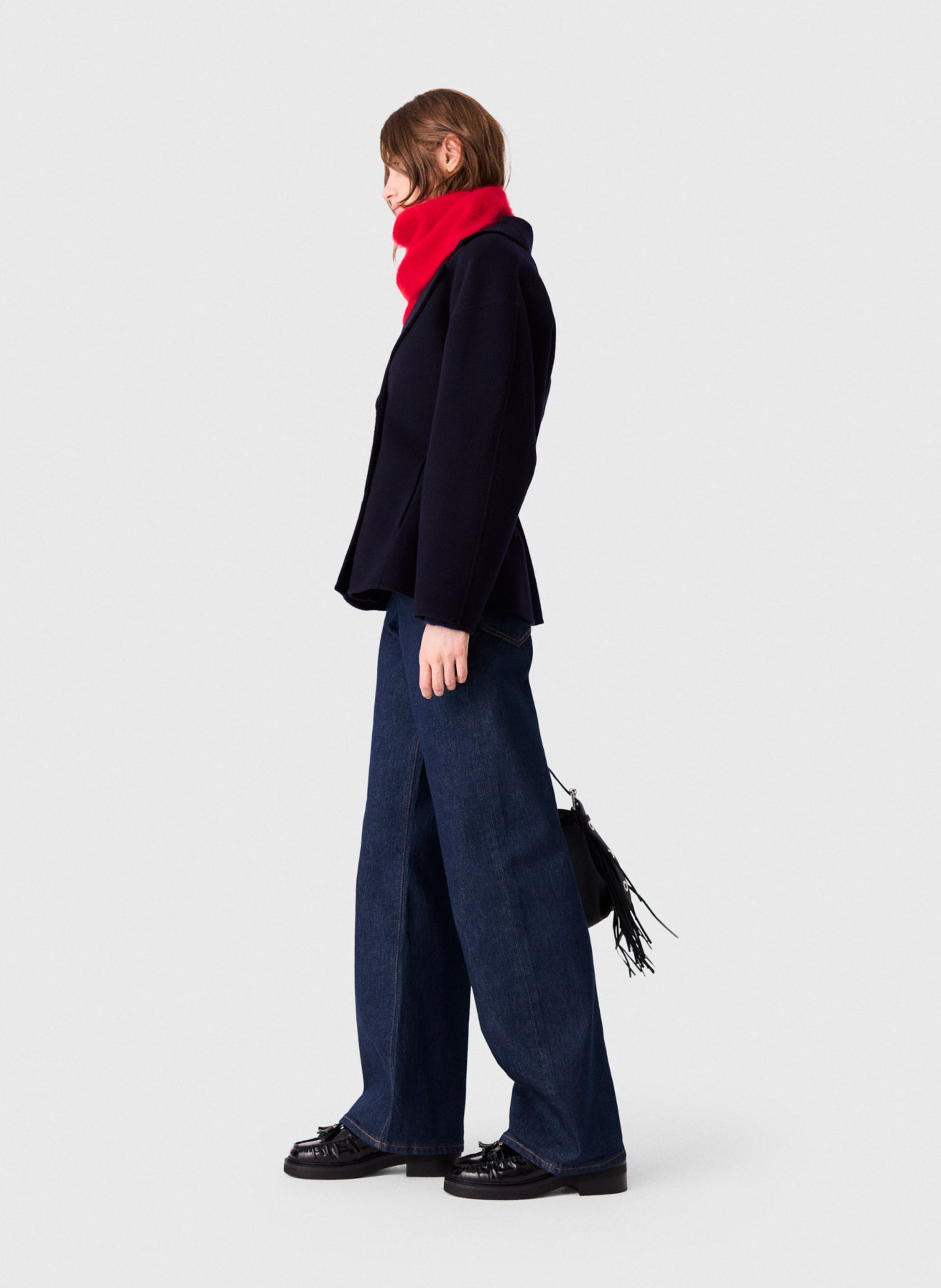 Gilet droit en laine MAJE Bleu