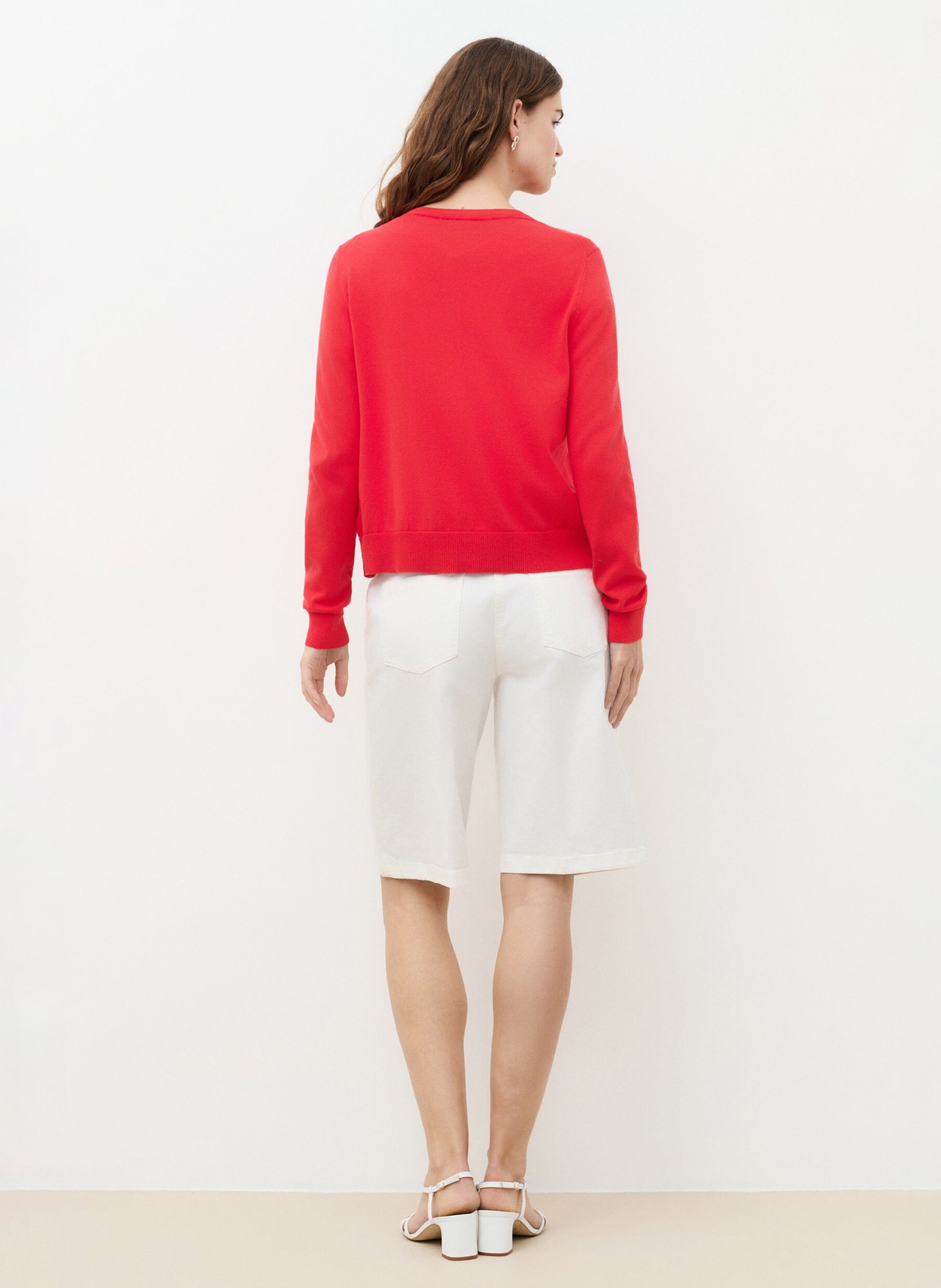 Gilet en coton col rond CAROLL Rouge