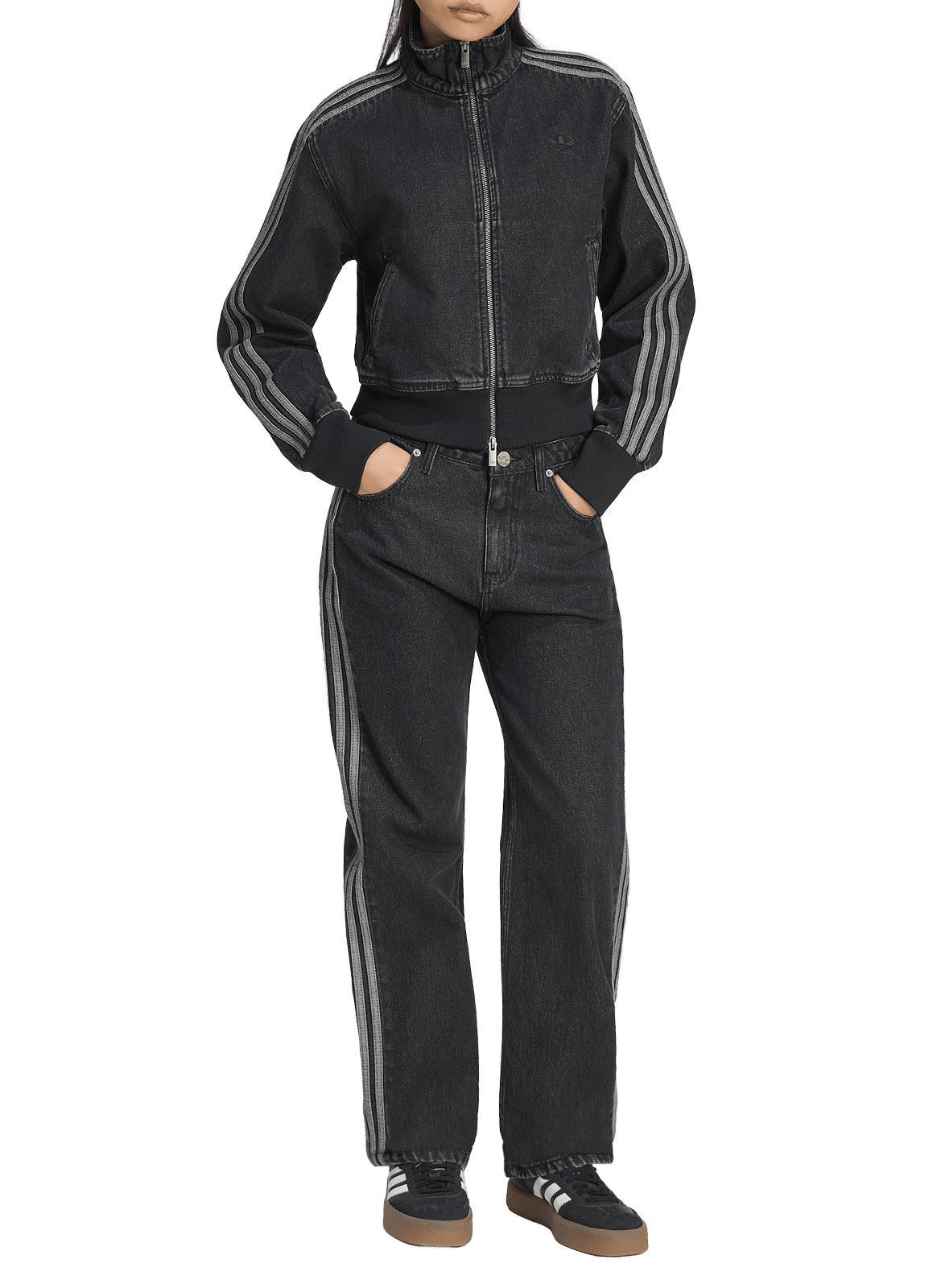 Jeansjacke mit Stehkragen und Reißverschluss ADIDAS Schwarz