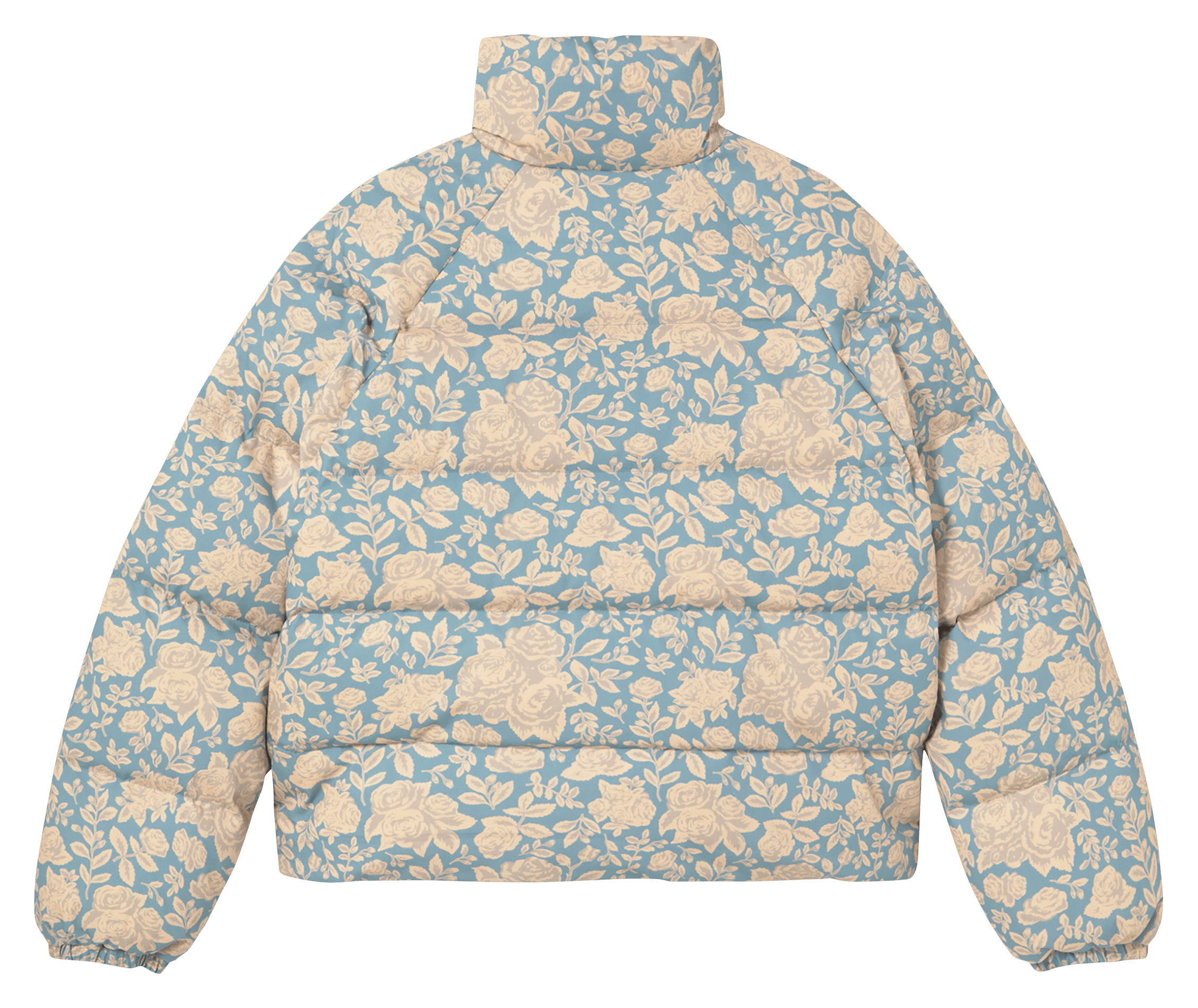 Puffer jacket with high collar in cotton THE TINY BIG SISTER Blue