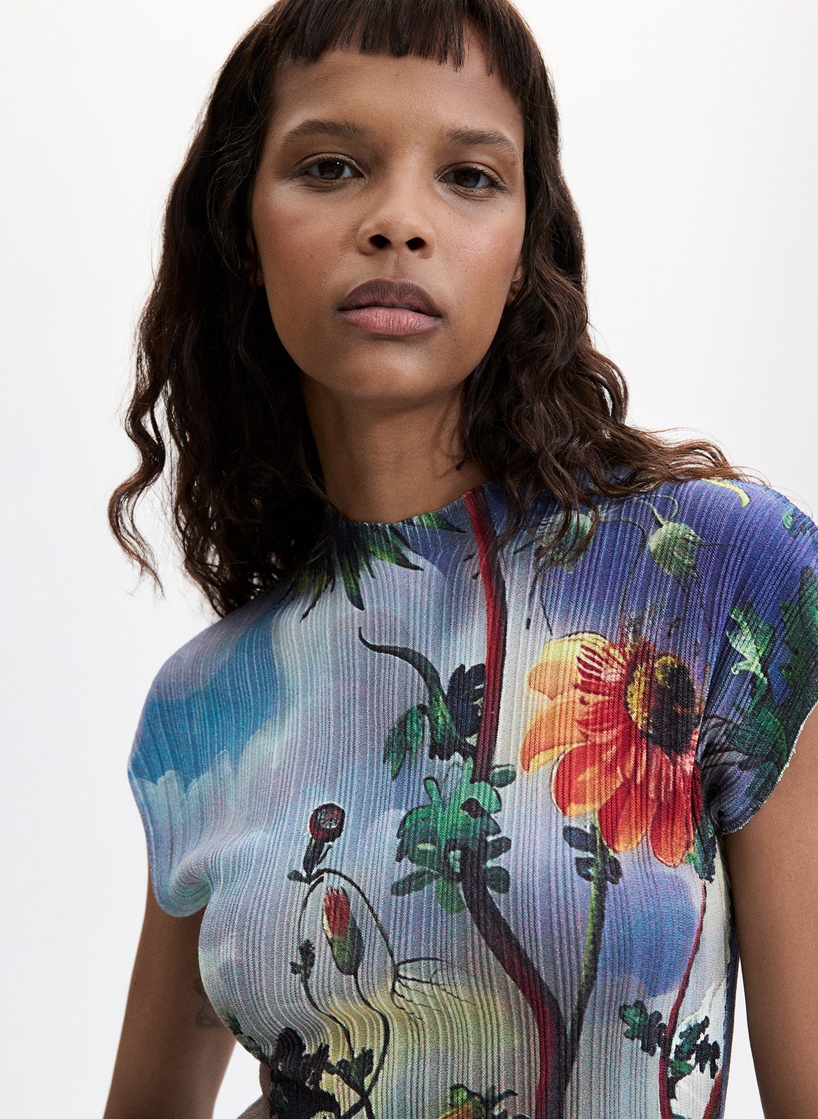 Tee-shirt ajusté col rond imprimé DESIGUAL Bleu
