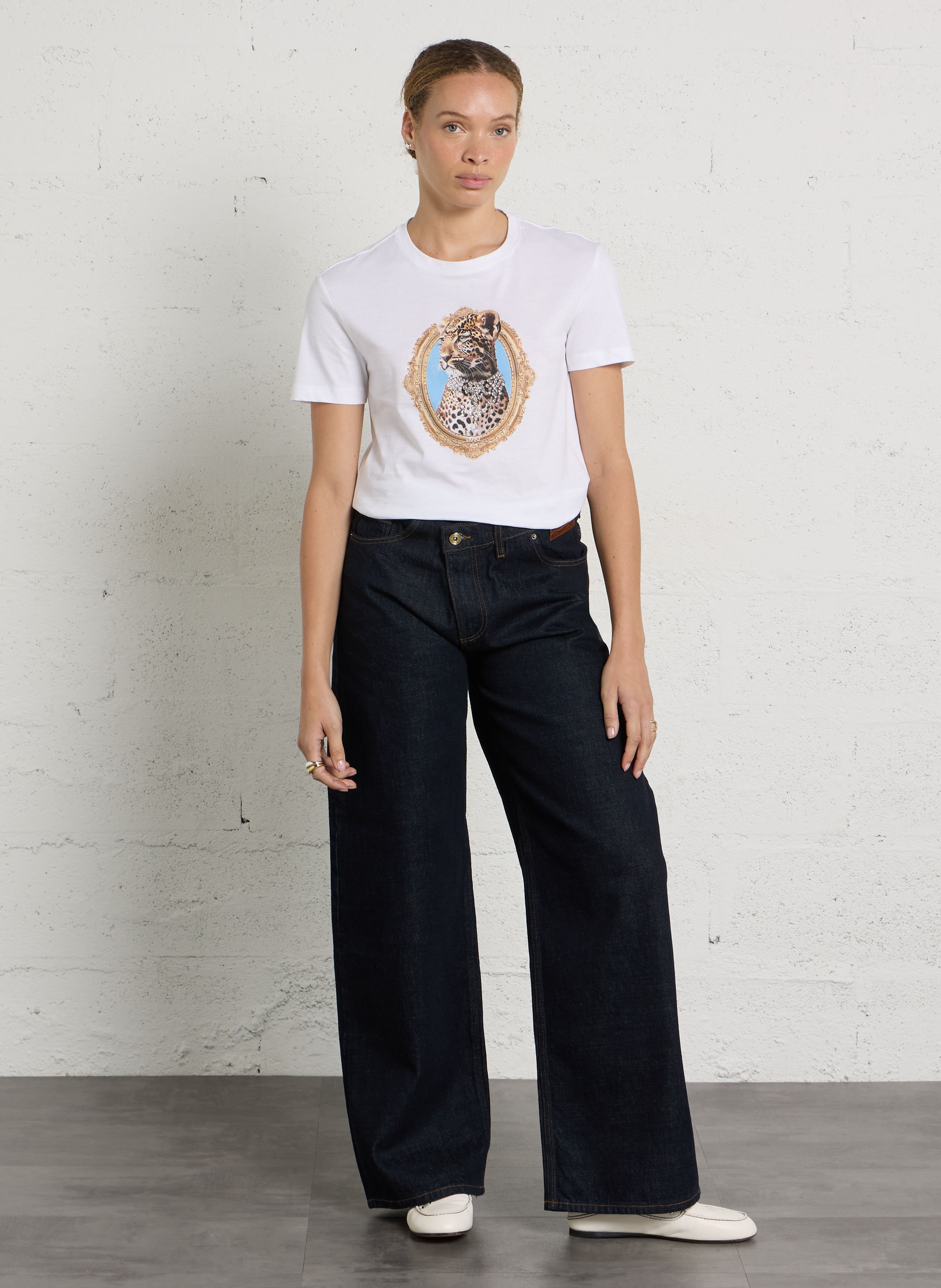 Gerade geschnittenes Baumwoll-T-Shirt LIU JO Weiss