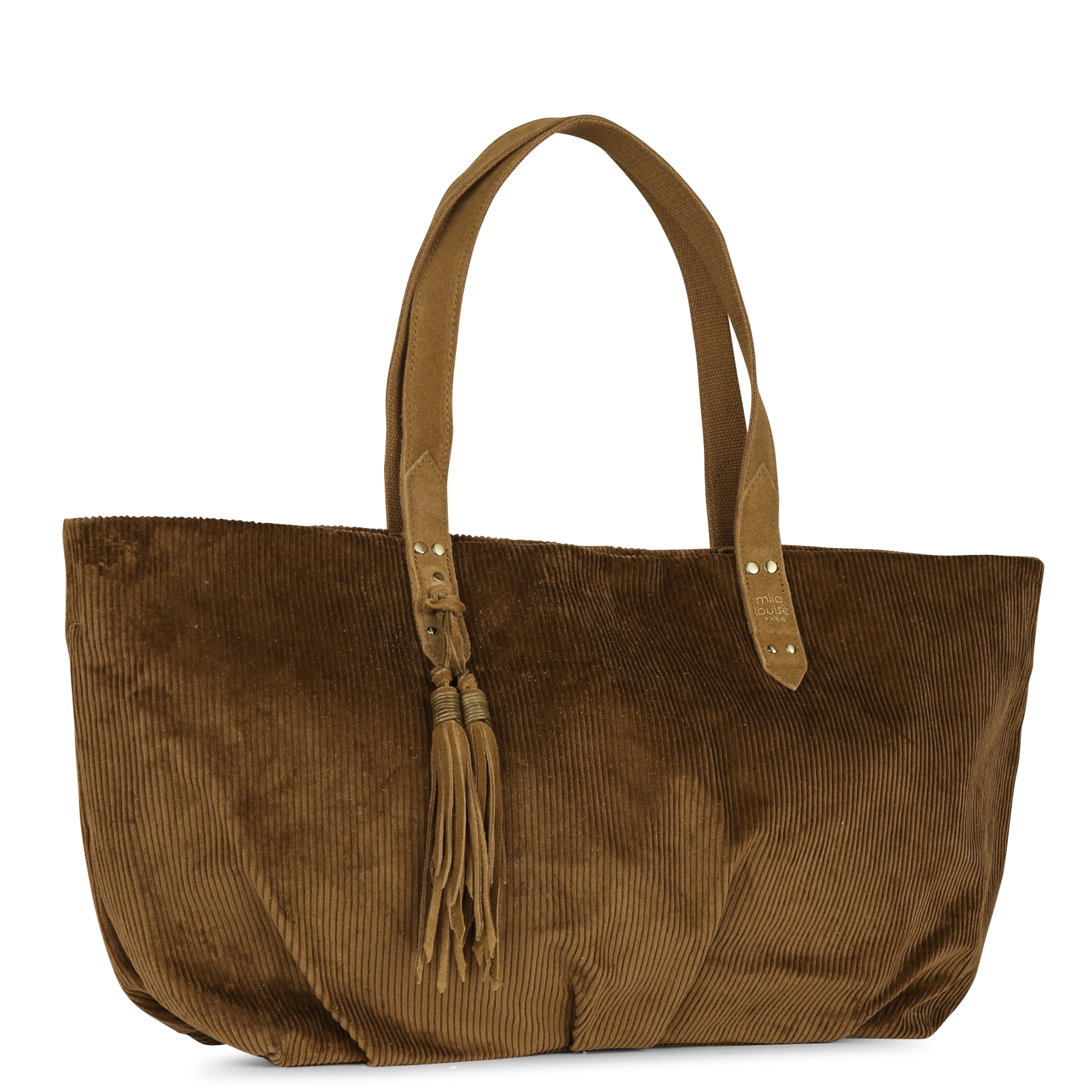 Gesteppte Schultertasche aus gemischtem Leder. MILA LOUISE Beige