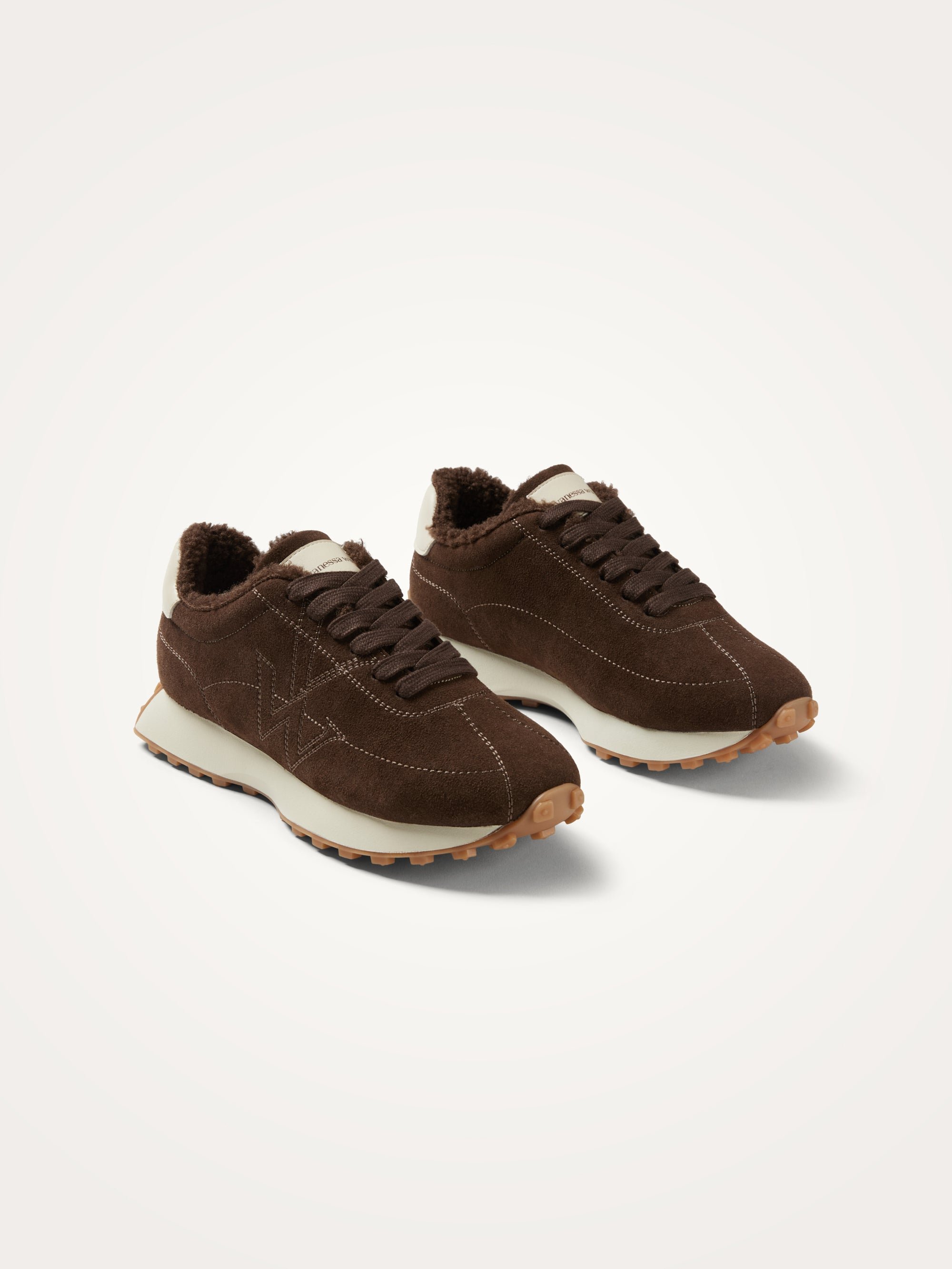 Sneakers with sewn monogram on running sole VANESSA WU Brown