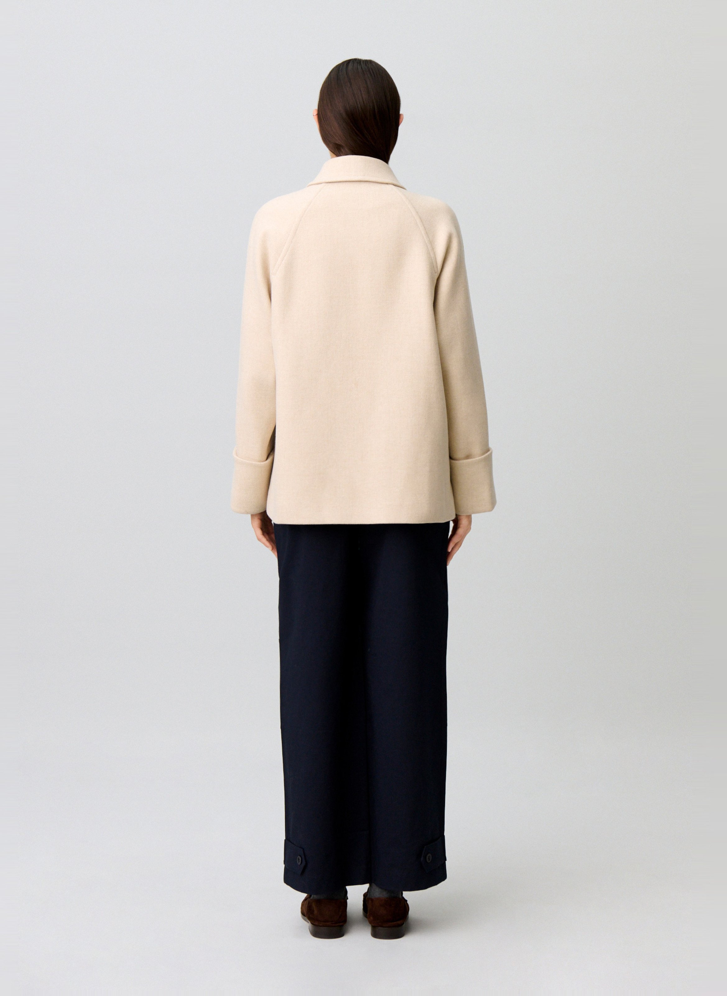 Manteau droit col classique en laine mélangée CLAUDIE PIERLOT Beige