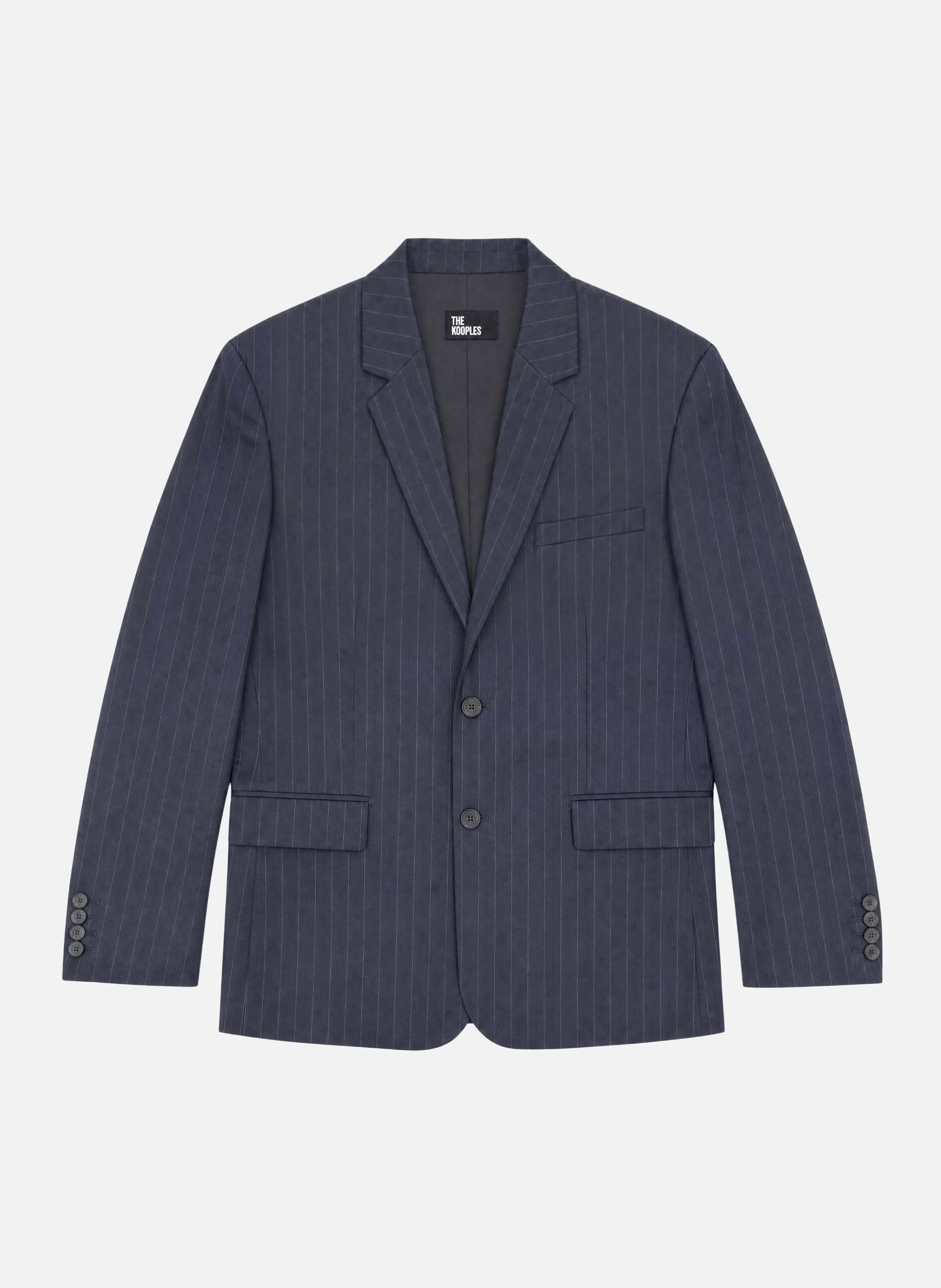 Oversized wool blazer with fine pinstripe pattern THE KOOPLES Blue