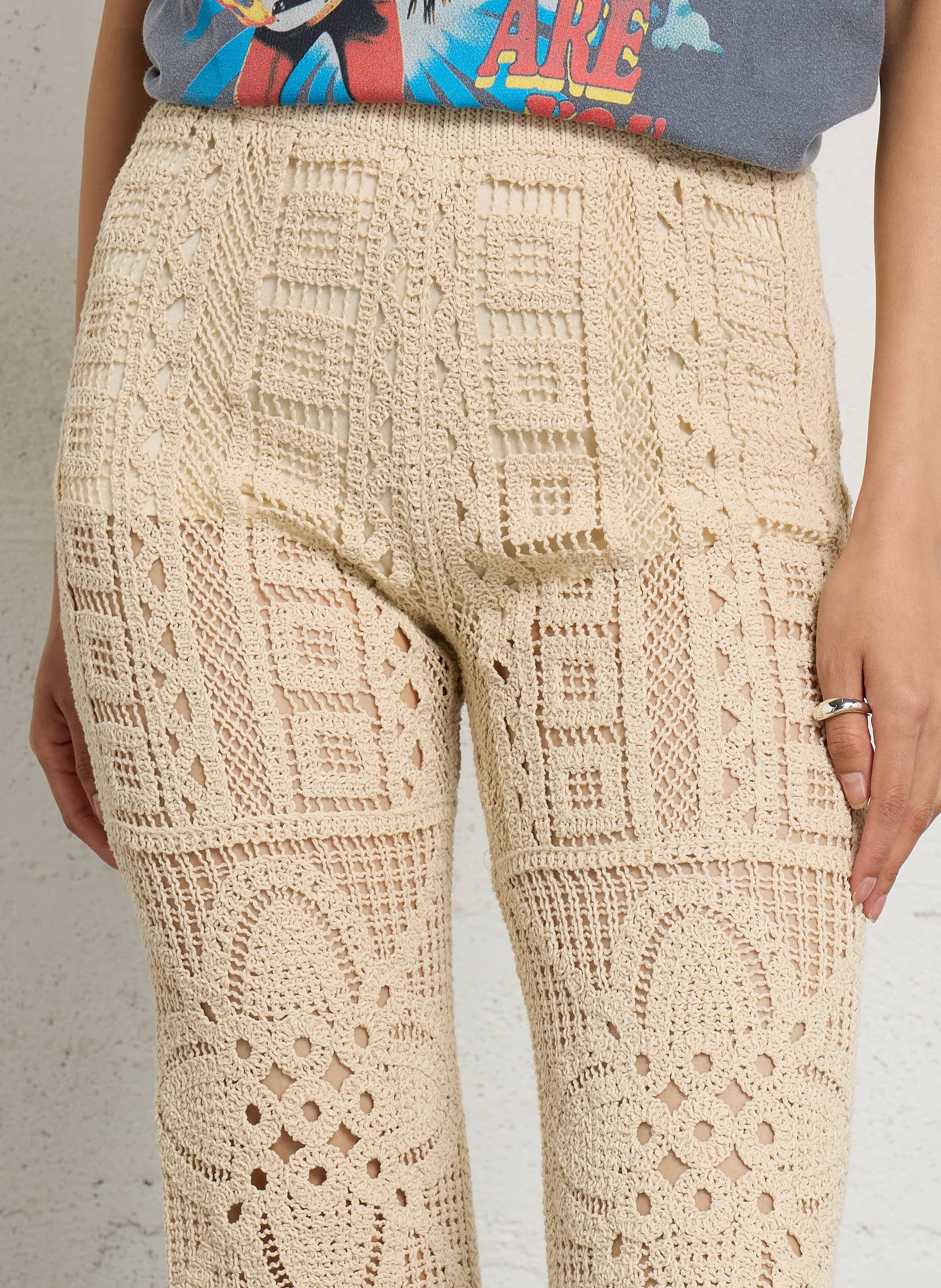 Gehaakte broek van gemengd katoen DESIGUAL Wit