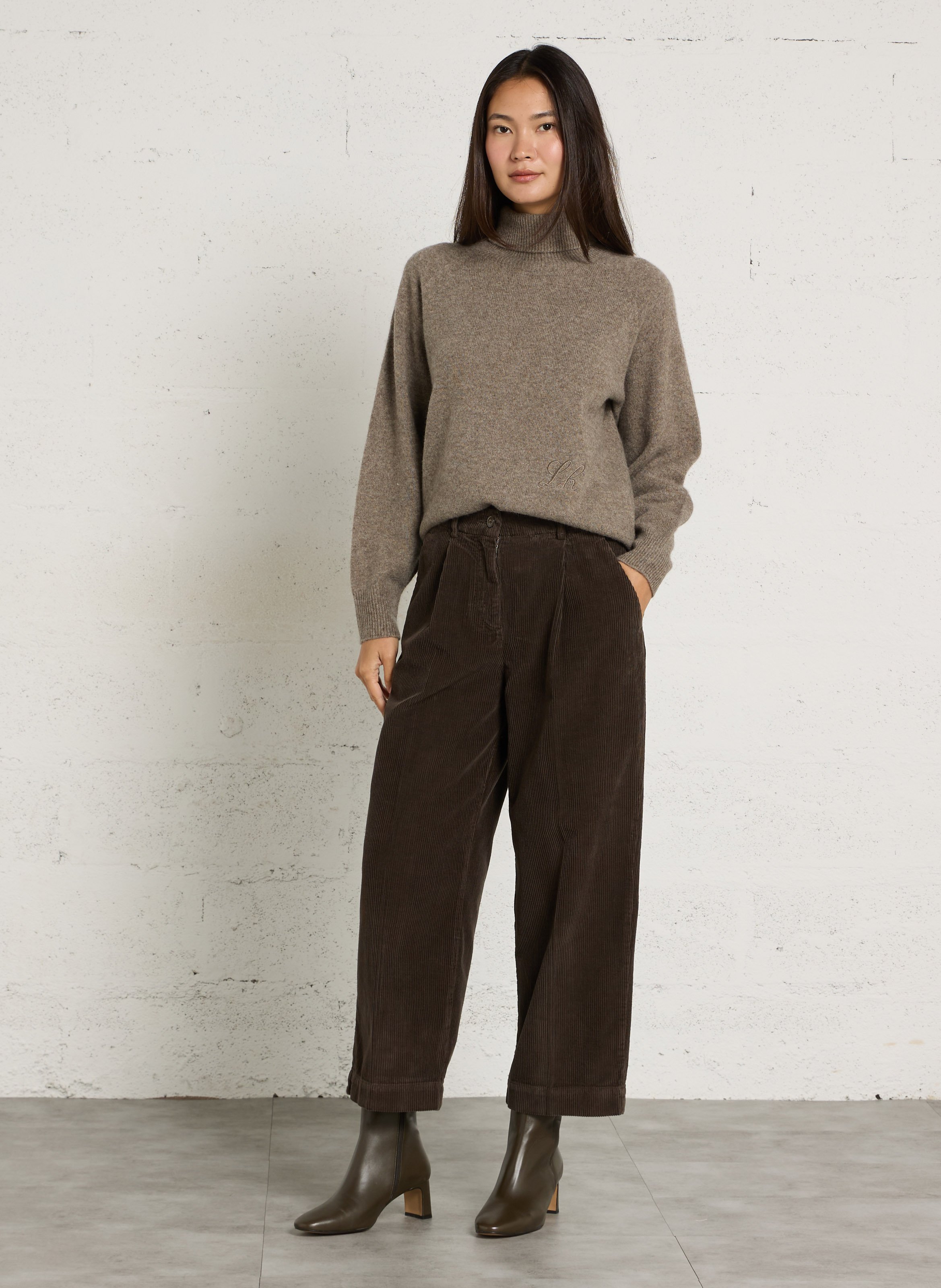Straight wool turtleneck sweater LEON & HARPER Grey