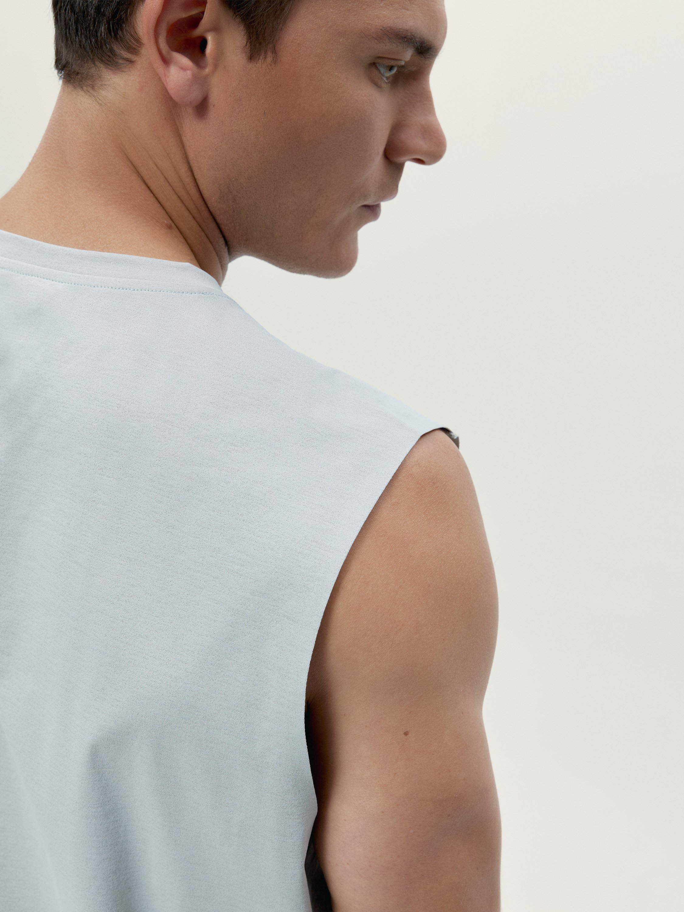 Men's sleeveless sports t-shirt by Daxon. BORN Grey