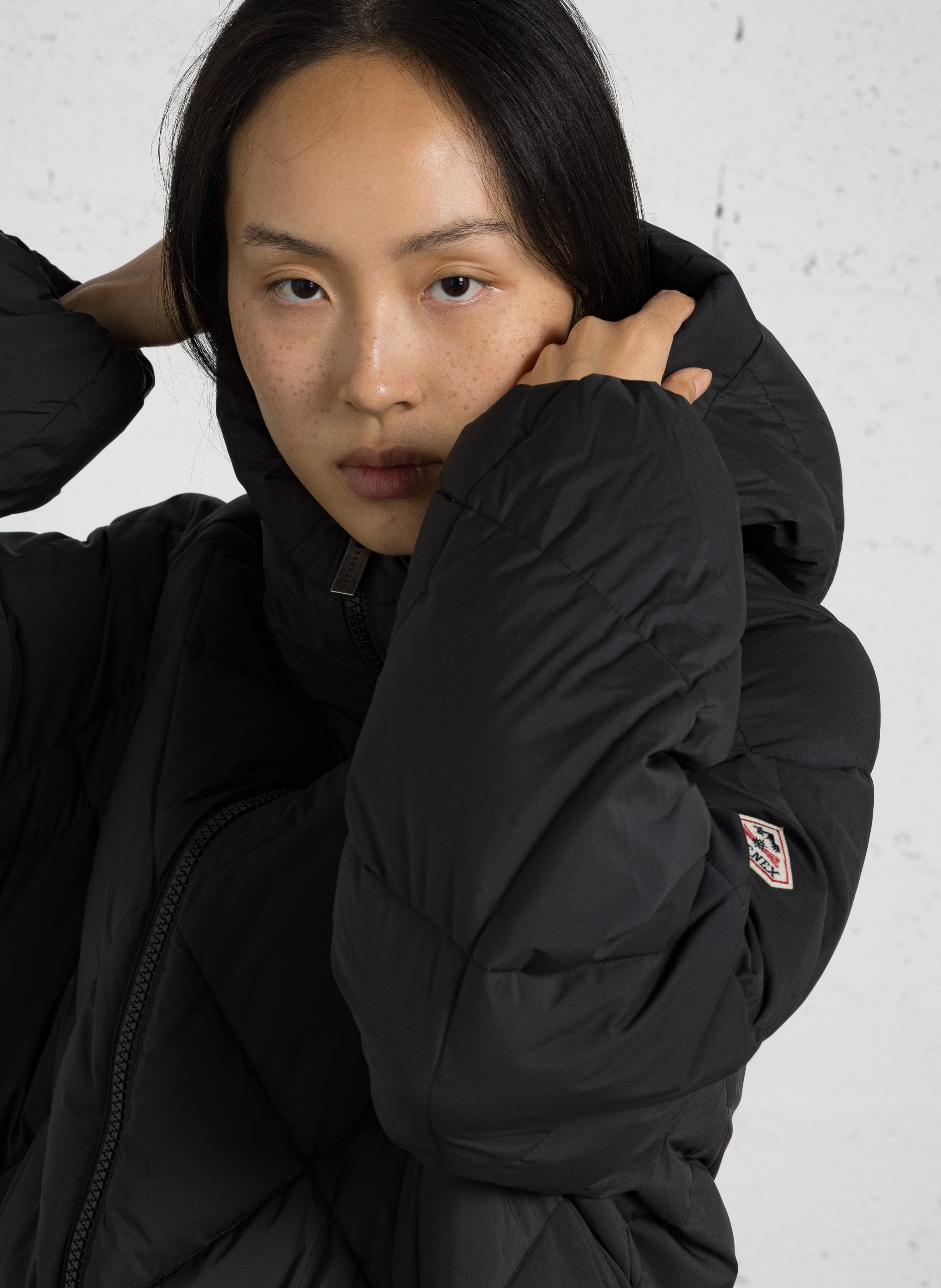 Long-sleeved quilted padded midi jacket PYRENEX Black
