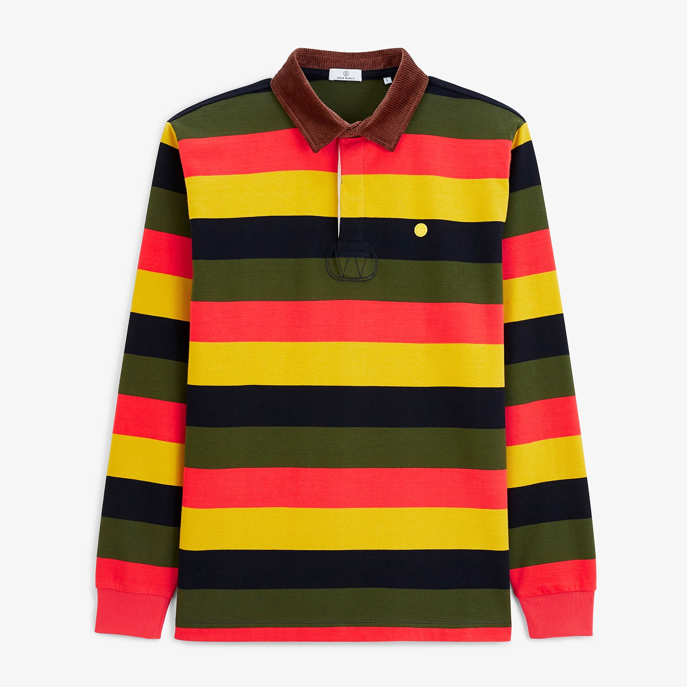 Multicoloured long-sleeved cotton rugby polo shirt SERGE BLANCO Multicolored