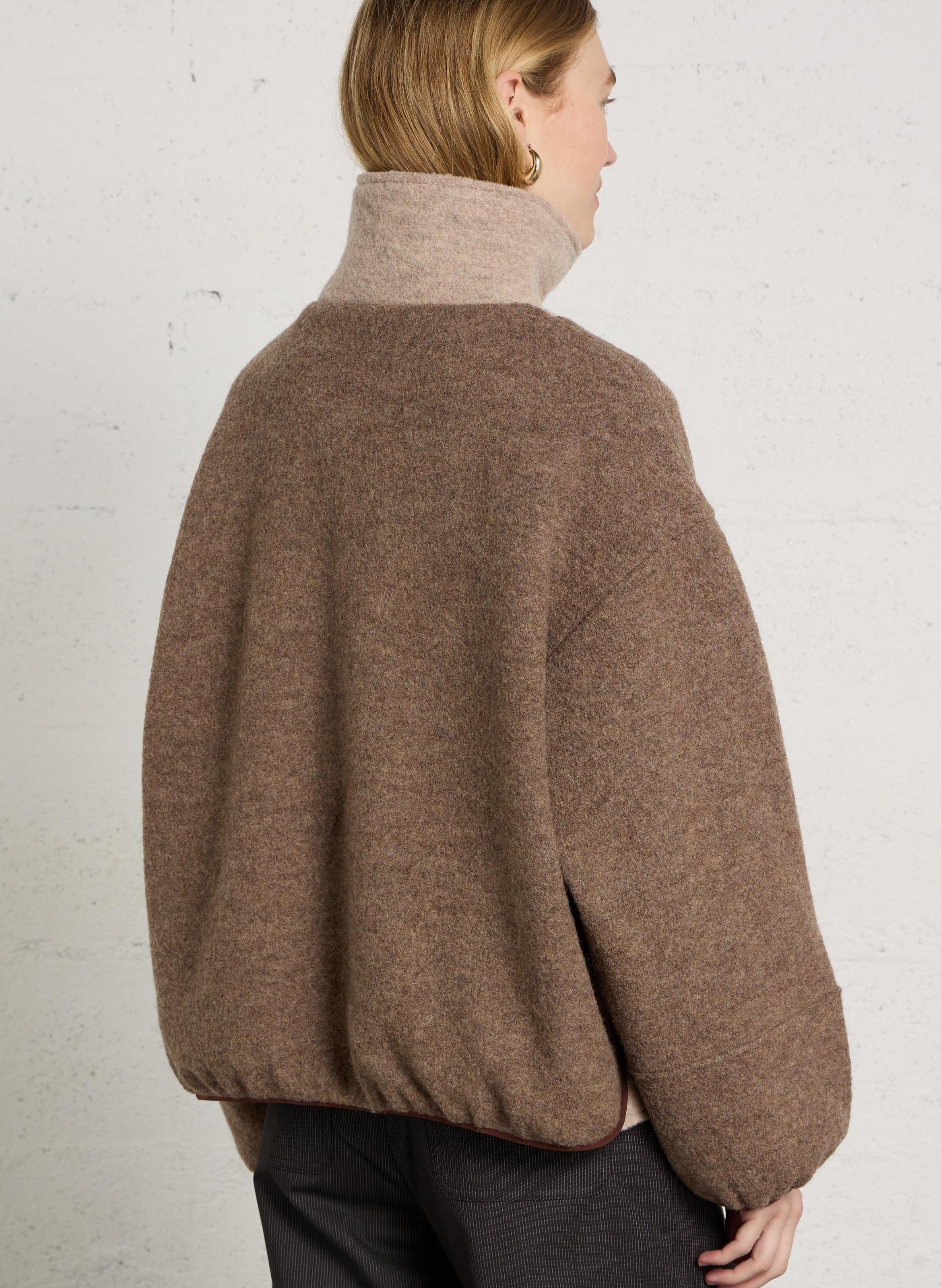 Solid wool coat with high neck SESSUN Beige