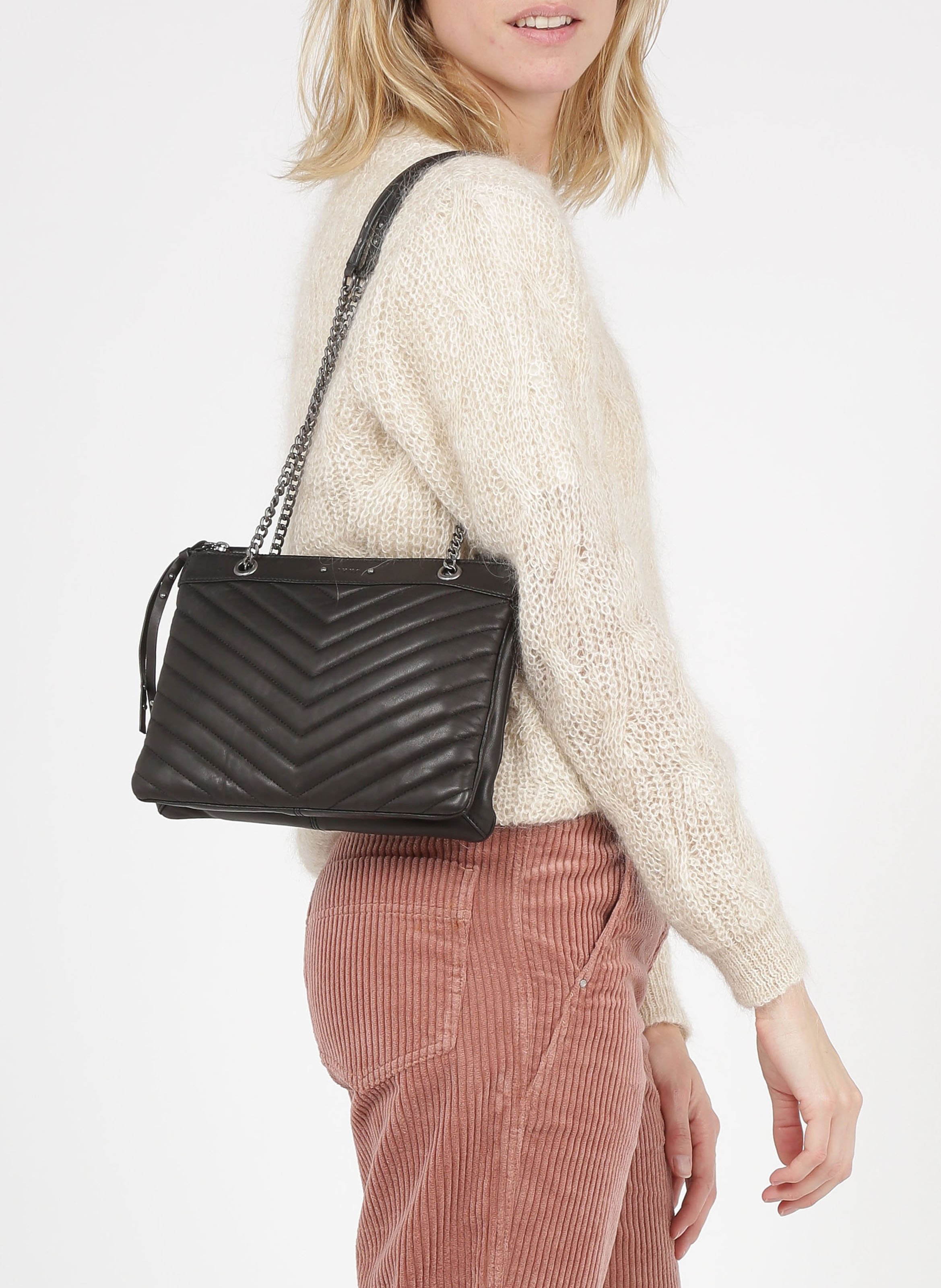 Quilted leather bag IKKS Black