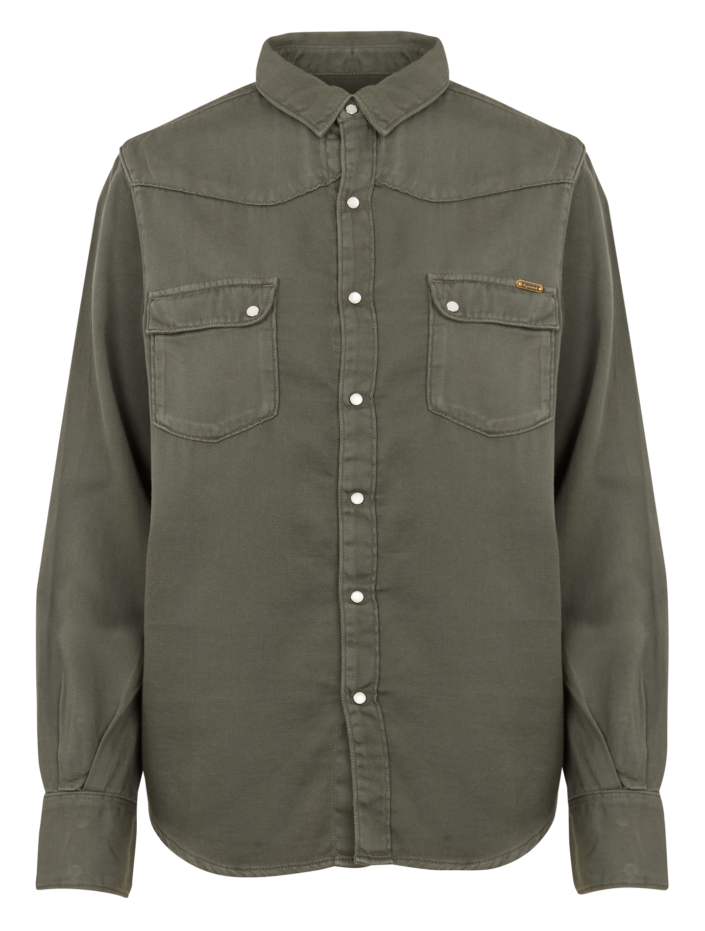 Cotton shirt with classic collar  Military kaki
