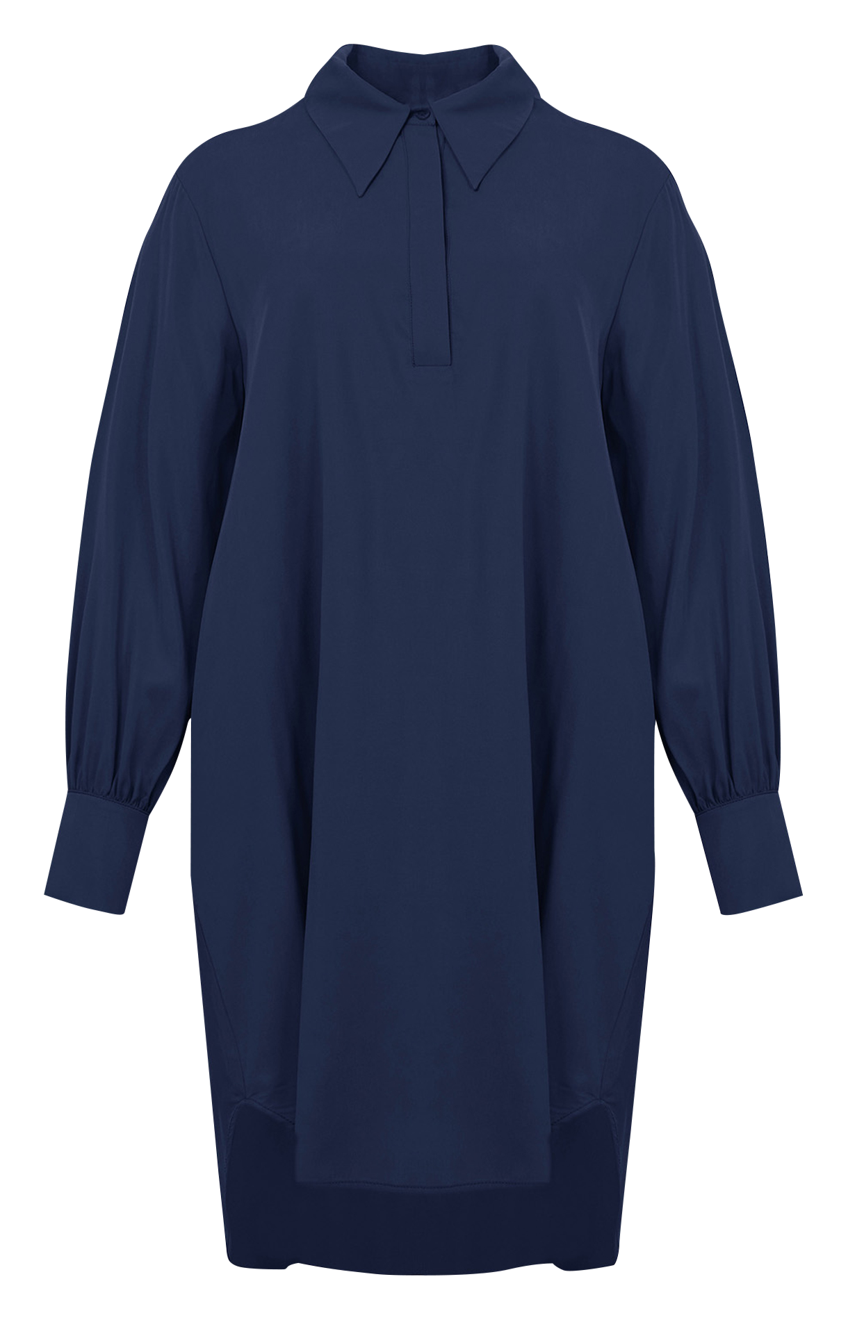 Halflange, soepelvallende jurk met klassieke kraag MAT FASHION Blauw