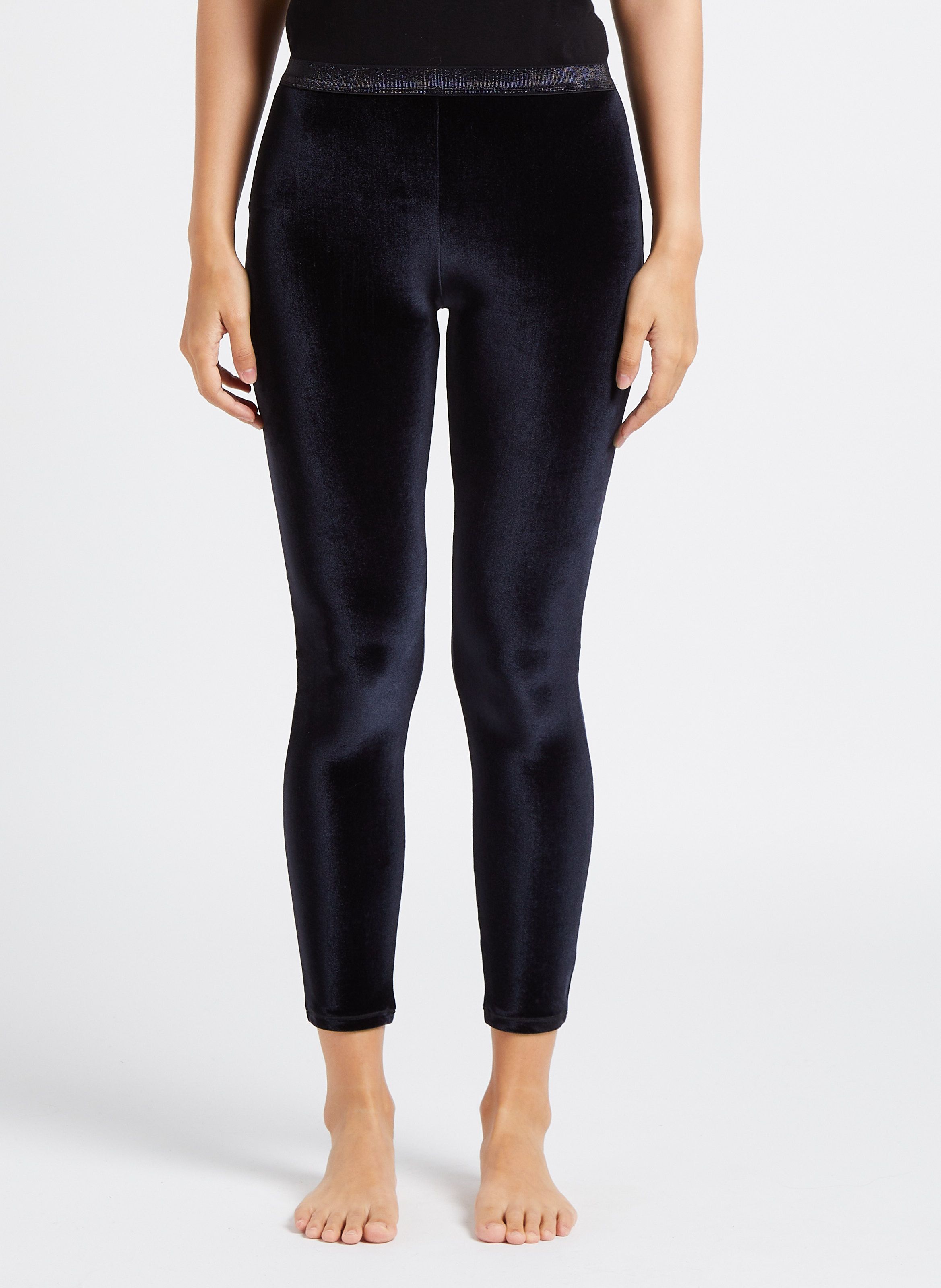 Black High waisted velvet leggings