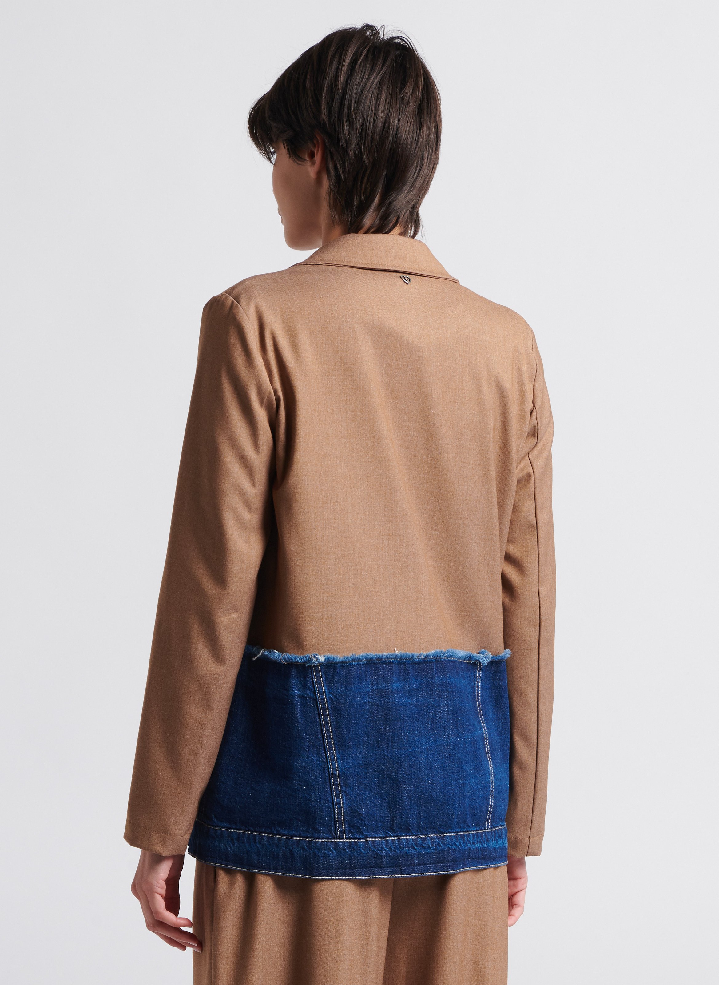 Straight jacket with tailored collar PLEASE Brown