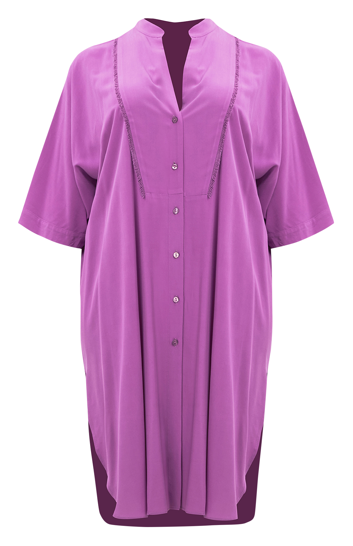 Halflange, asymmetrische jurk met V-hals MAT FASHION Violet