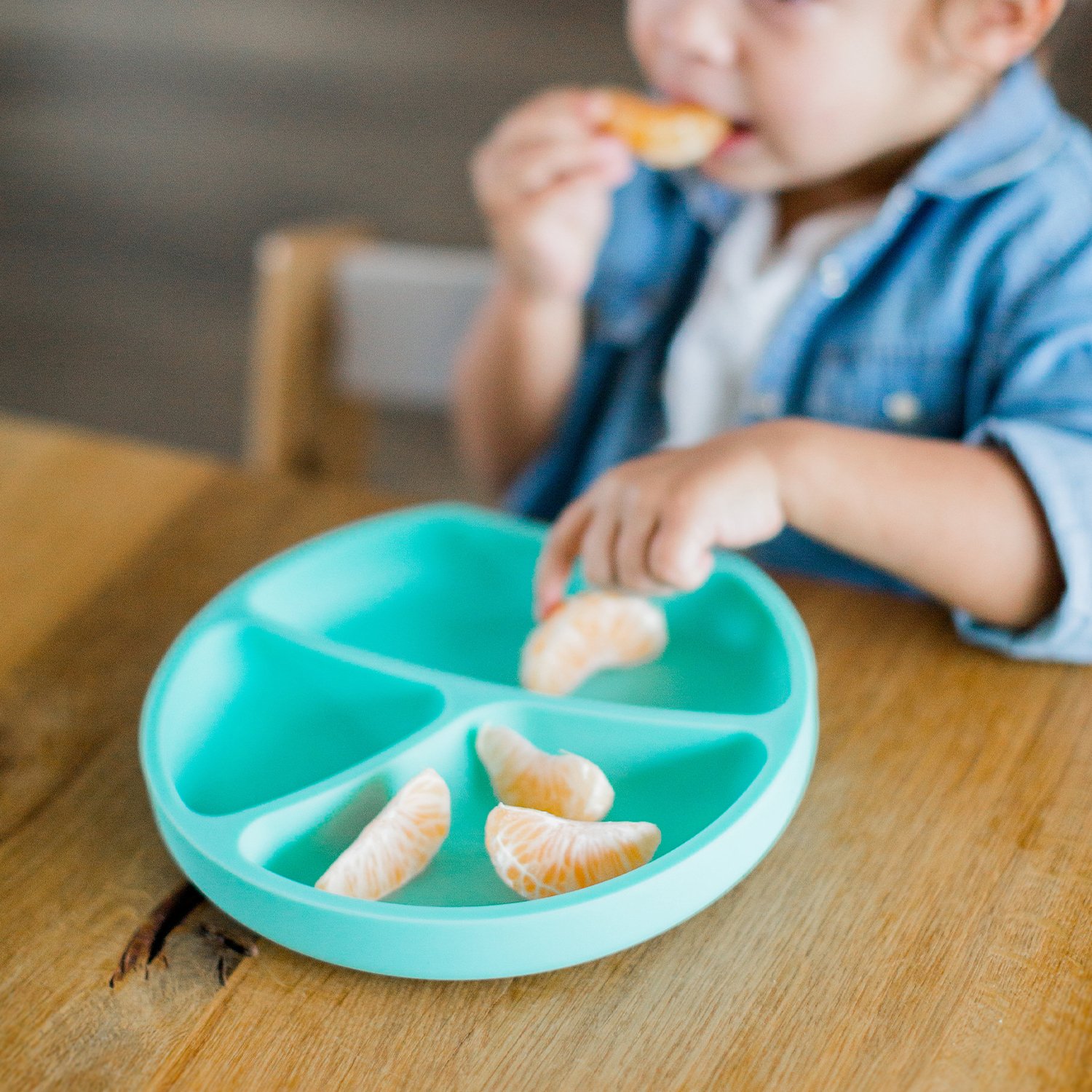 Assiette ventouse en silicone KINDSGUT Bleu