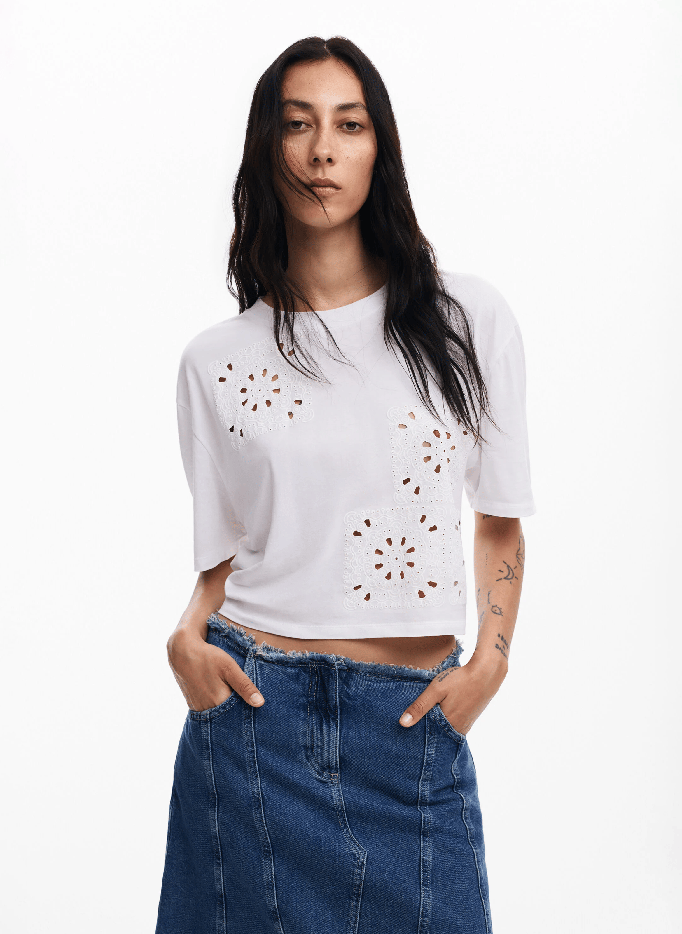 Short fille jean imprimé et crochet marque Desigual 11-12 ans neuf - Vêtements