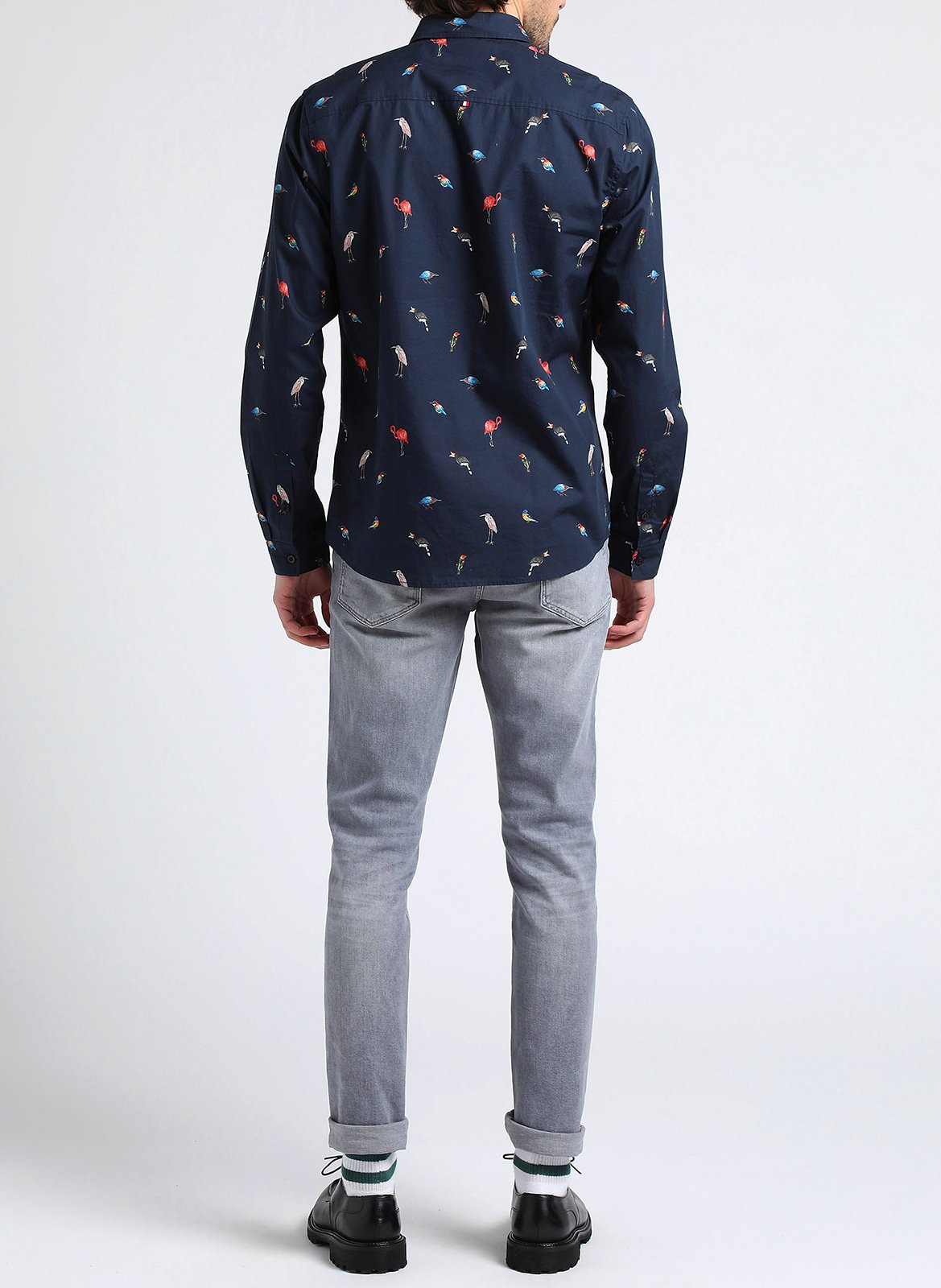 Cotton-blend straight-leg jeans SELECTED Grey