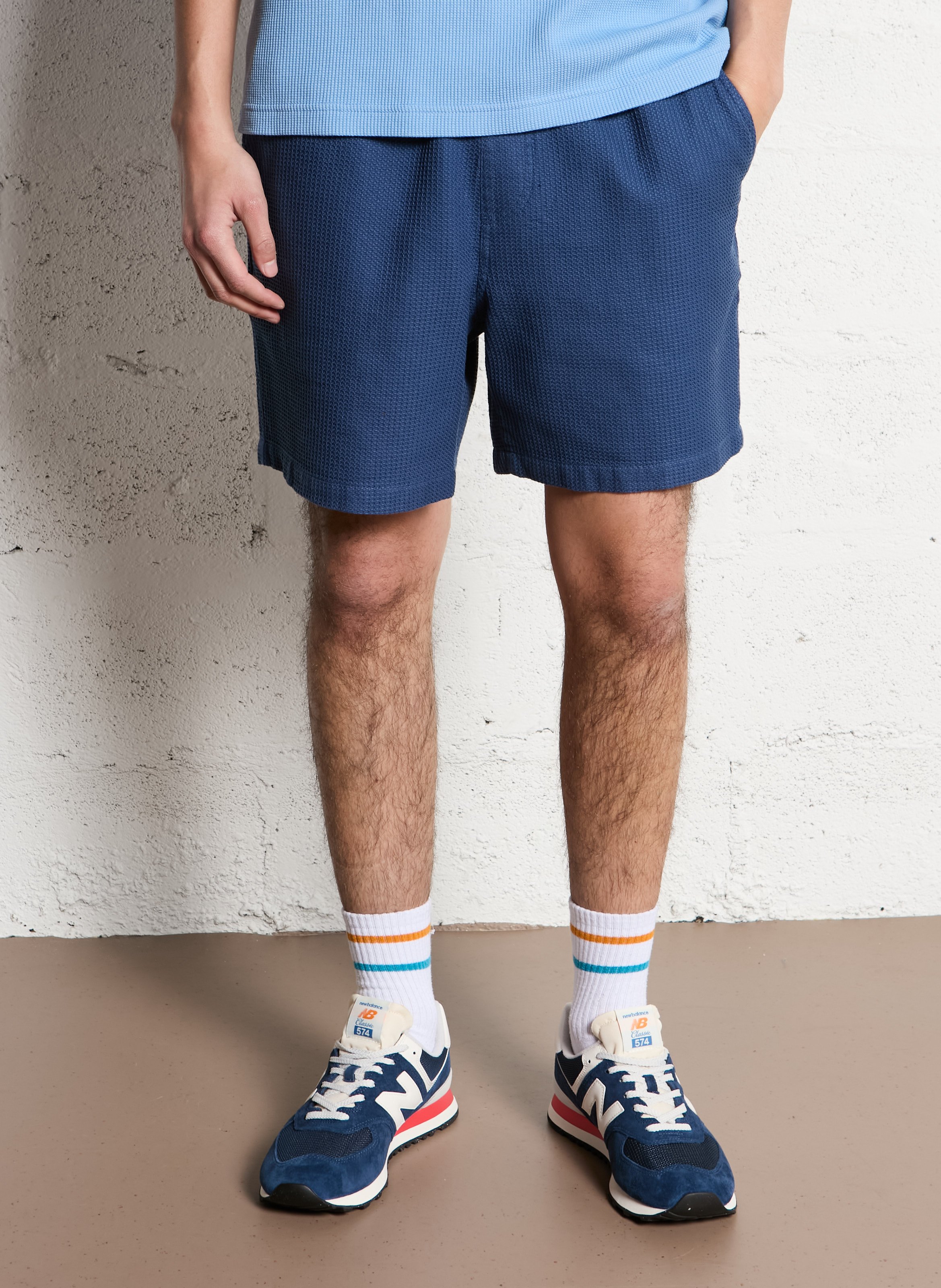 Straight-cut organic cotton shorts FARAH Blue