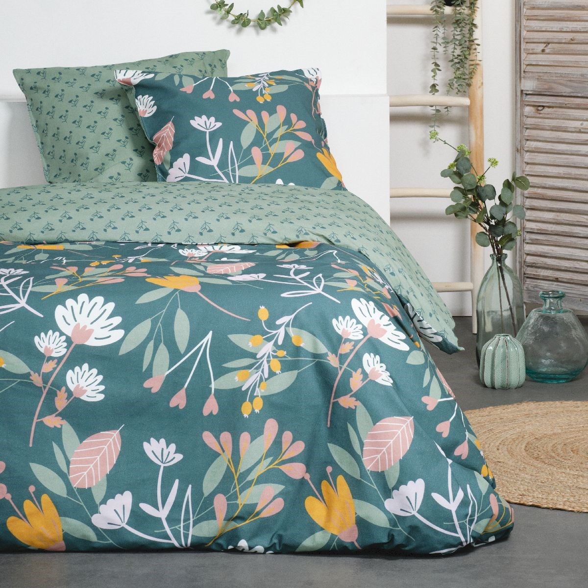 Printed cotton bedding set TODAY LINGE DE MAISON Blue