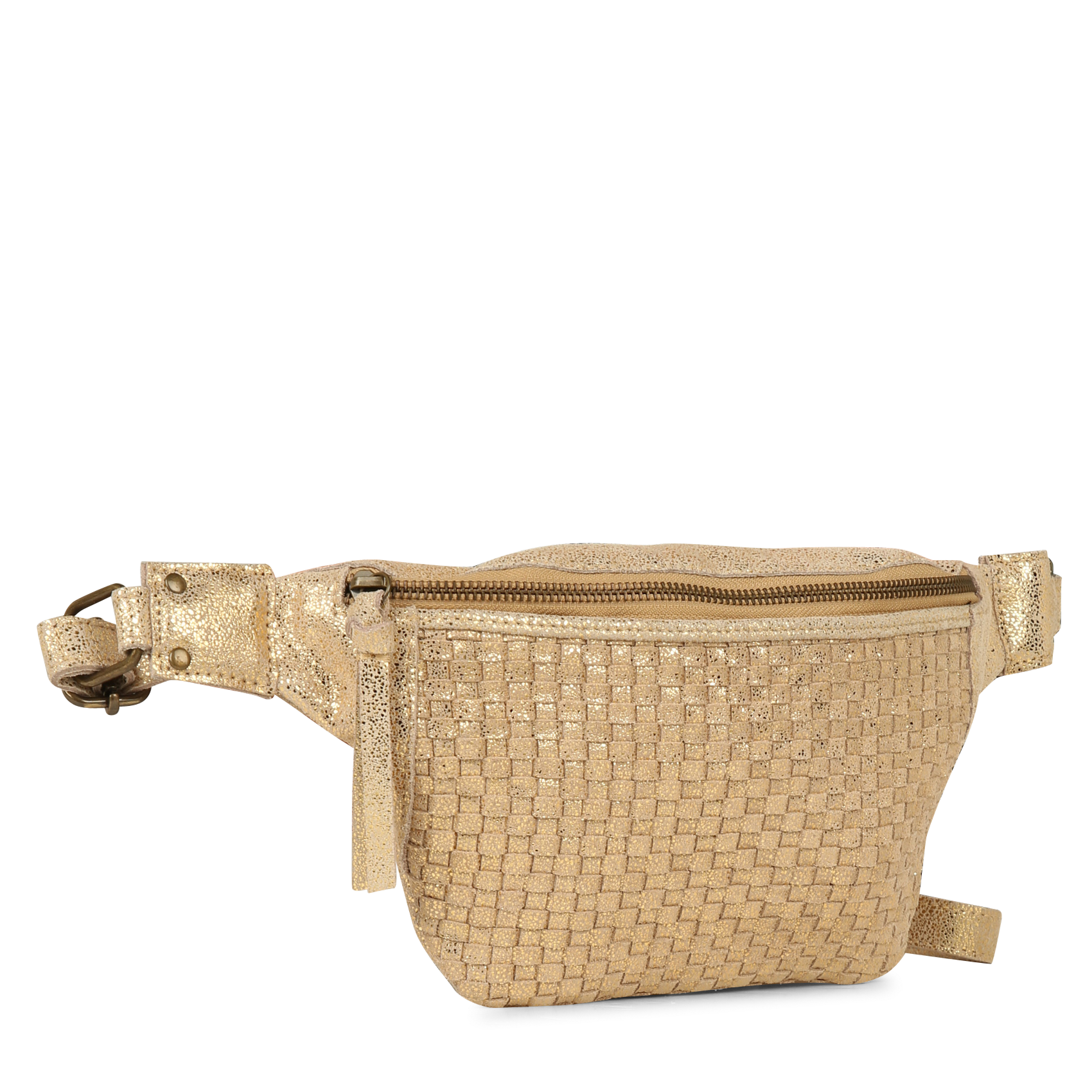 Metallic leather waist bag PIECES Golden