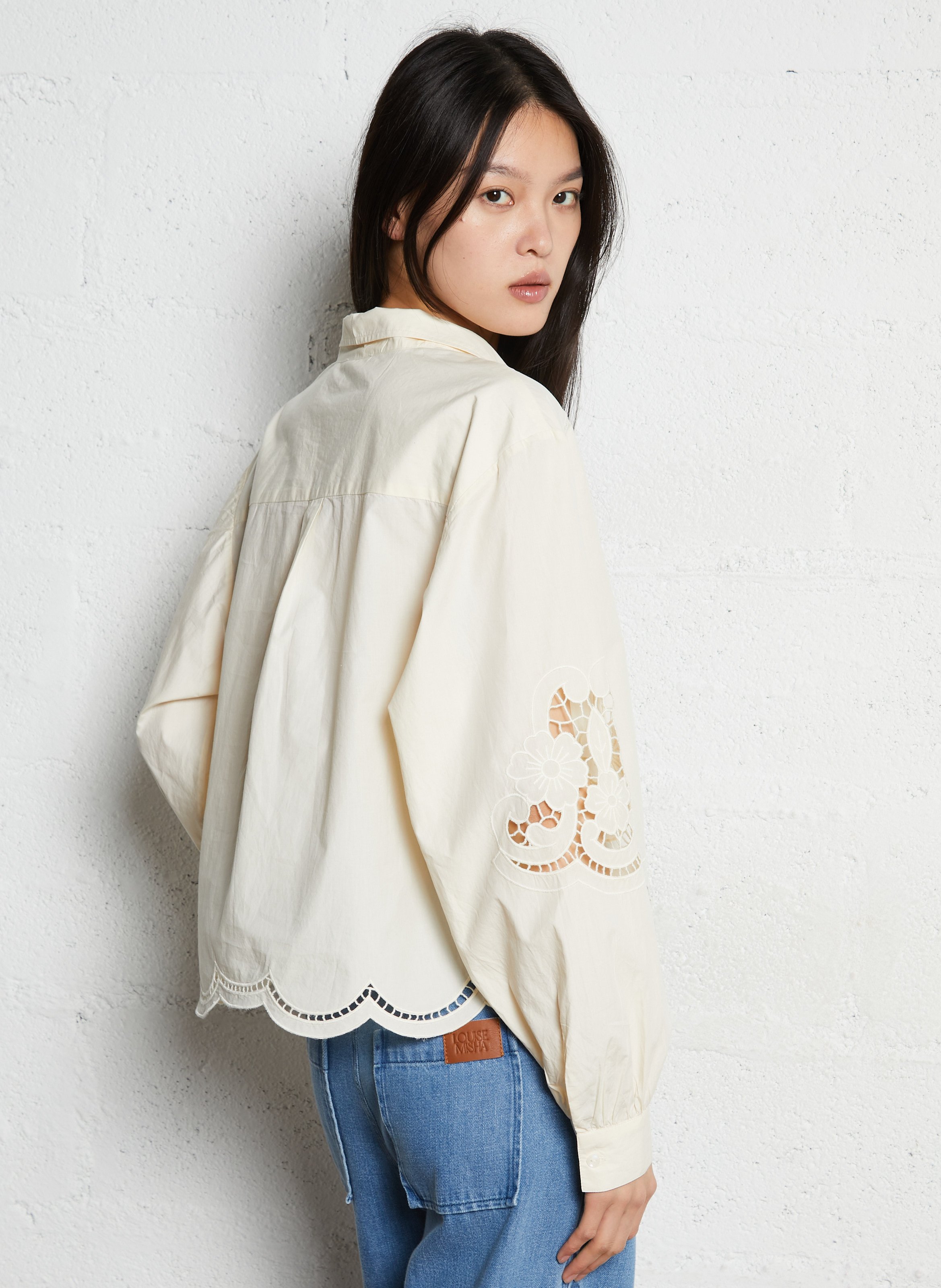 Cotton shirt collar blouse LOUISE MISHA Beige